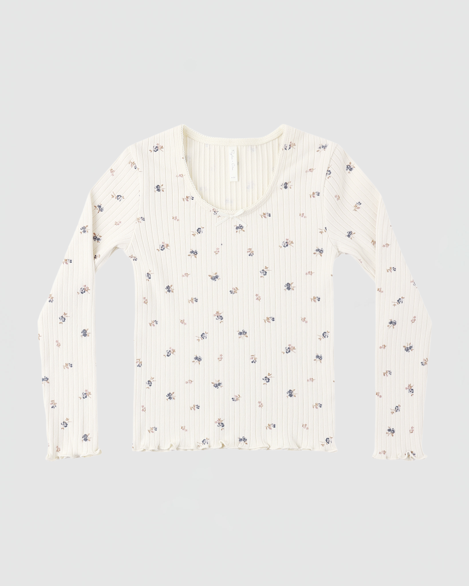 Rylee + Cru Ribbed Long Sleeve in Natural Ditsy
