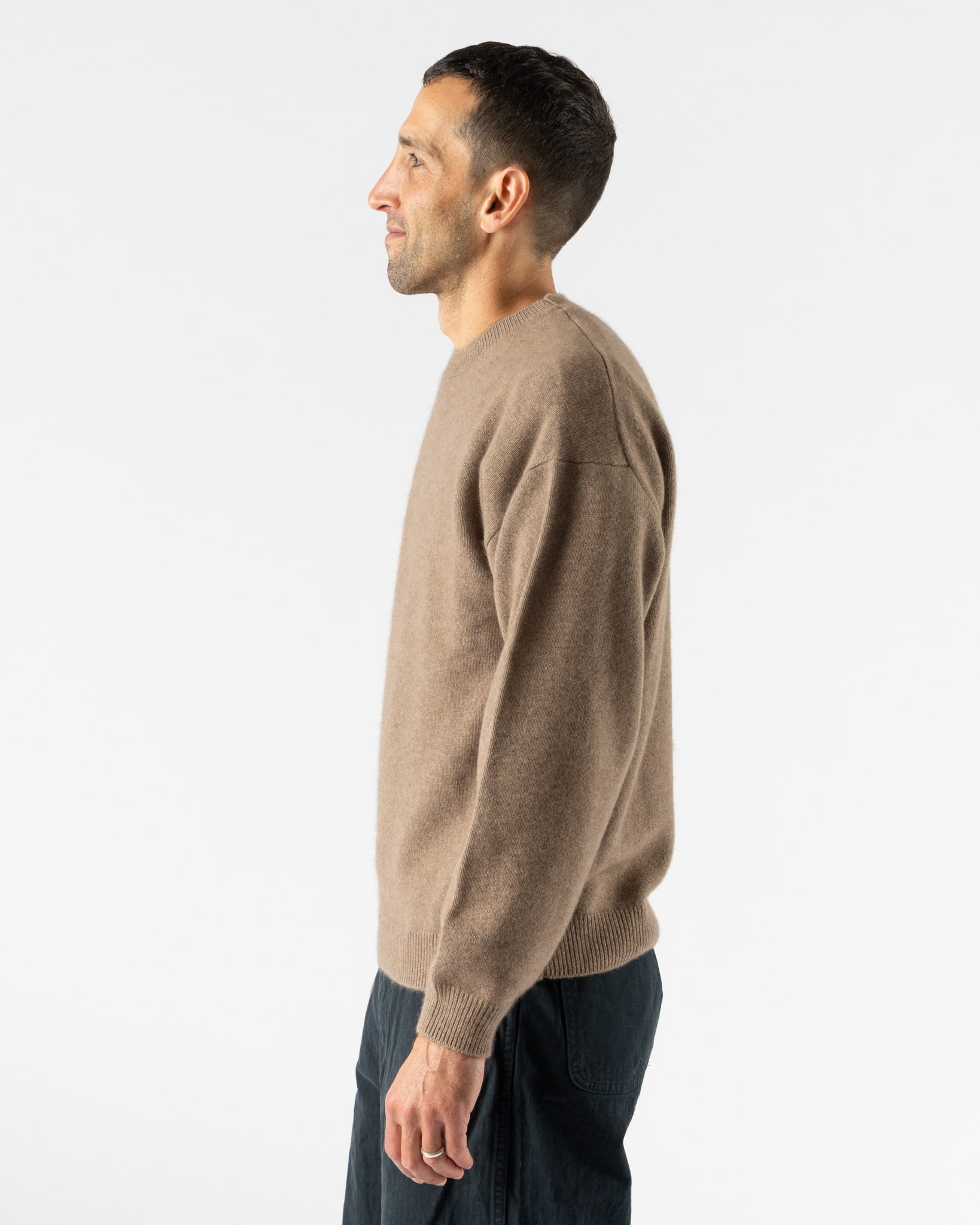 Auralee Baby Cashmere Knit Pullover in Natural Brown Curated at