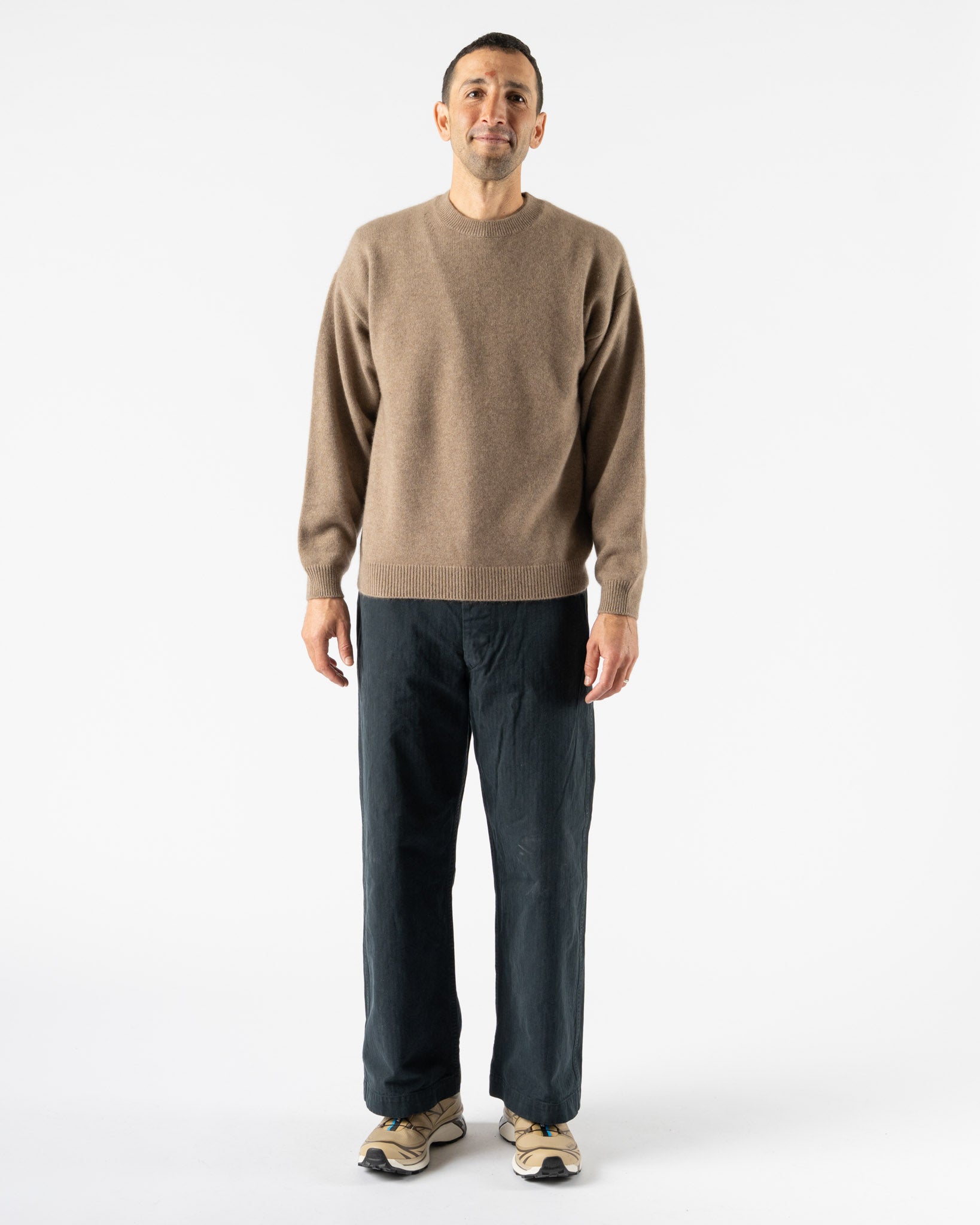 Auralee Baby Cashmere Knit Pullover in Natural Brown Curated at