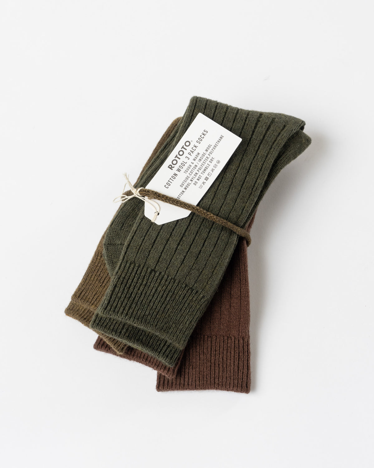 ROTOTO 1688 Socks in Olive Tones
