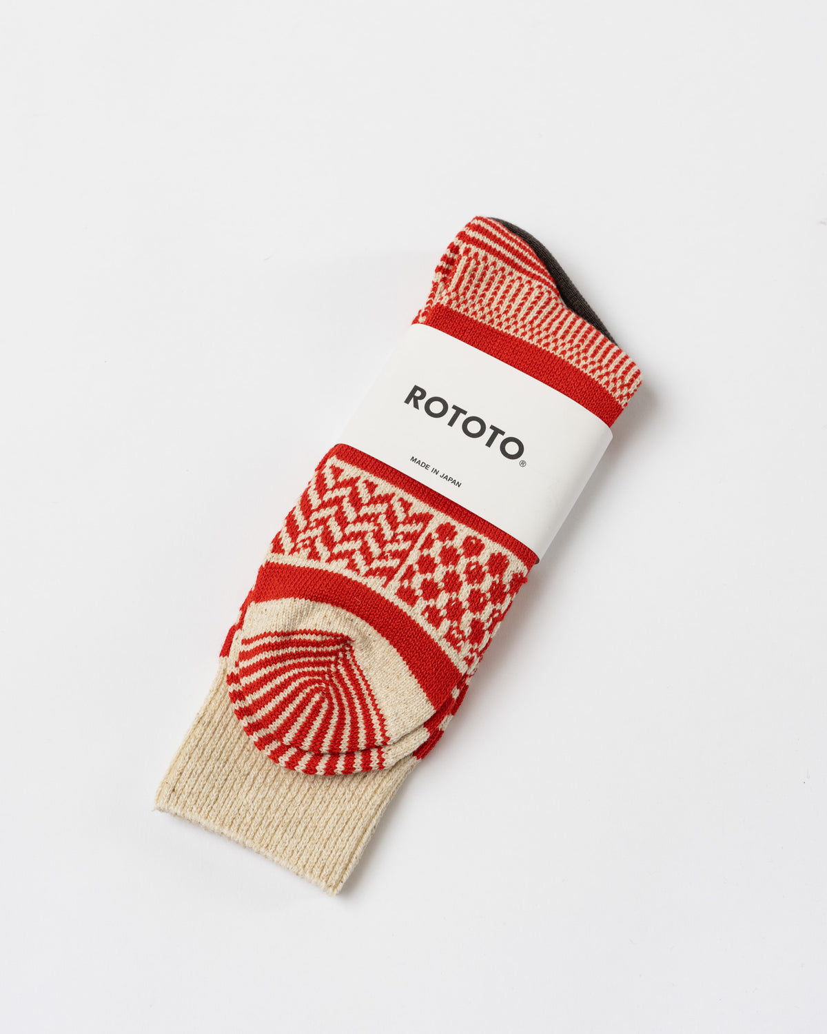 ROTOTO R1337 Sock in Ivory/Red