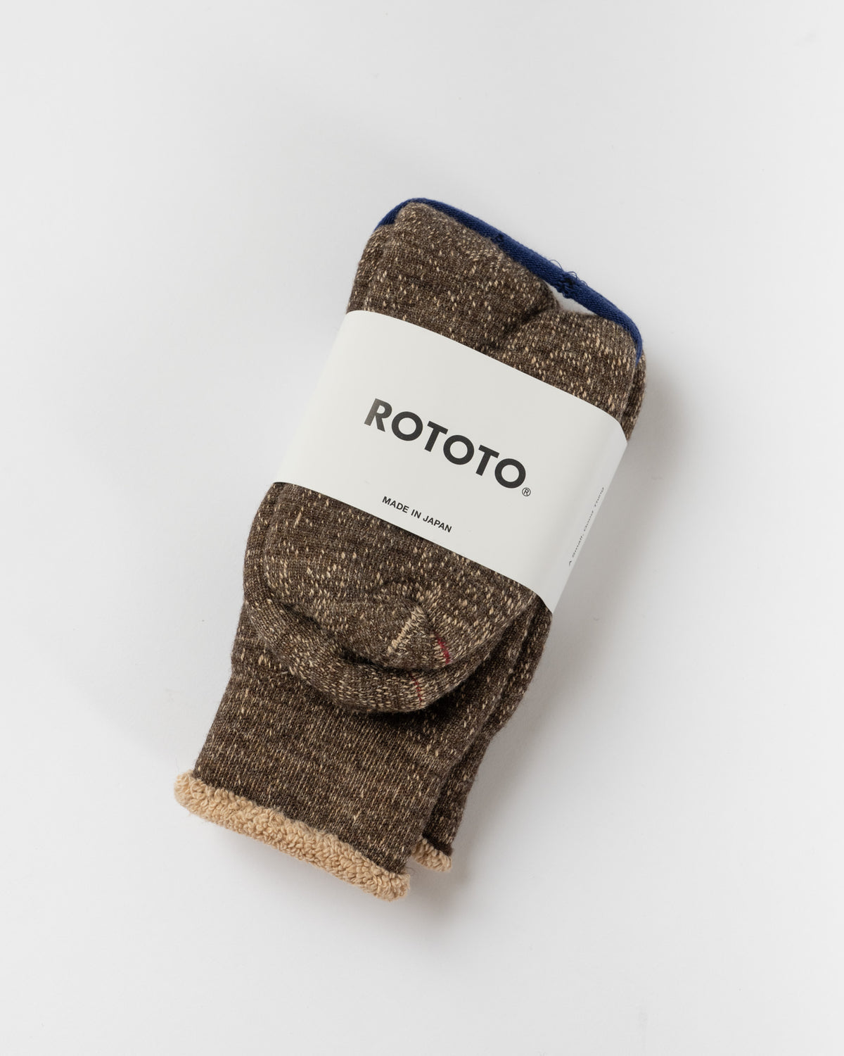ROTOTO 1001 Double Face Crew Socks in Dark Brown/Brown