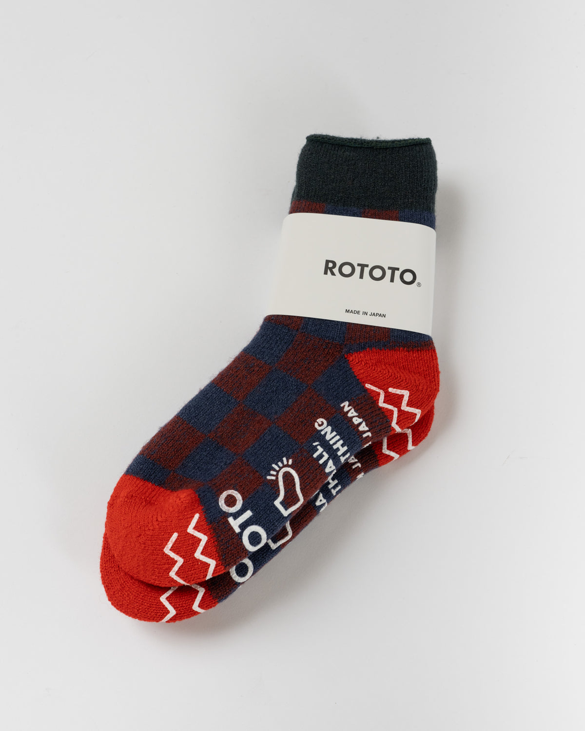 ROTOTO R1497 Checkerboard Sock in Dark Green/Red