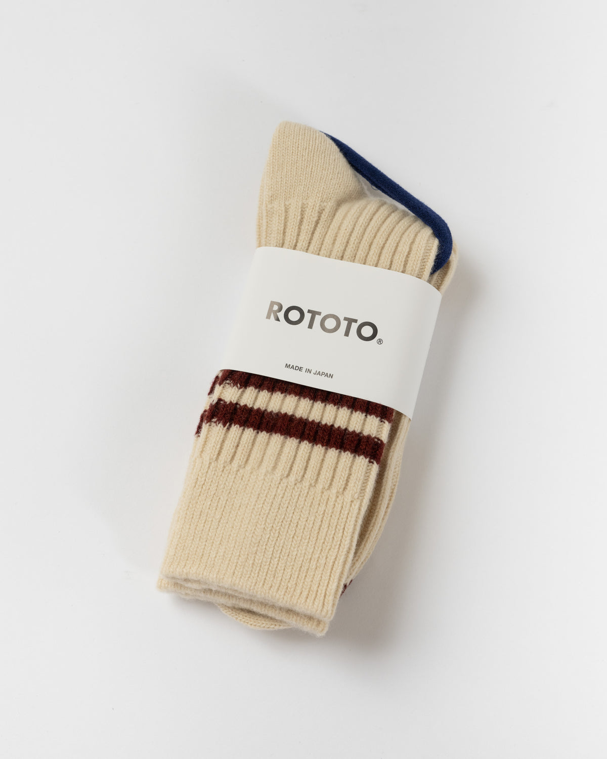 ROTOTO R1489 Sock in Off White/Maroon