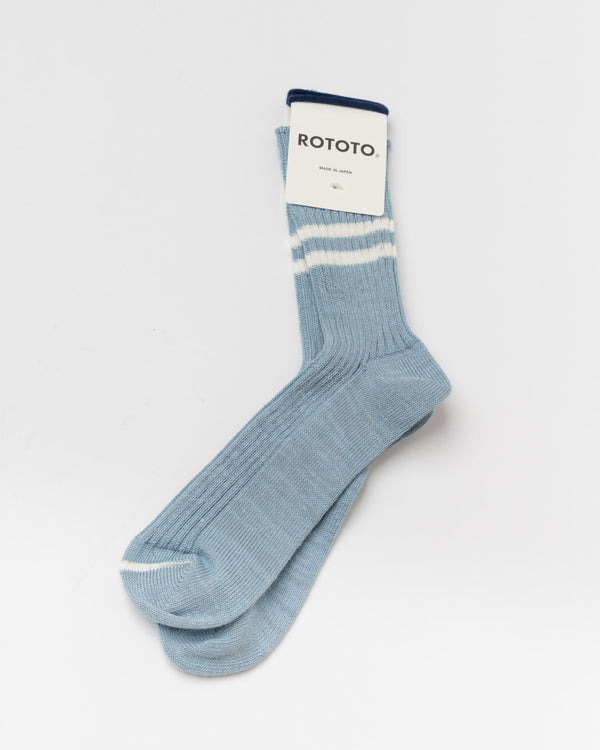 ROTOTO R1468 Hemp Organic Cotton Stripe Socks in Morning Blue/White