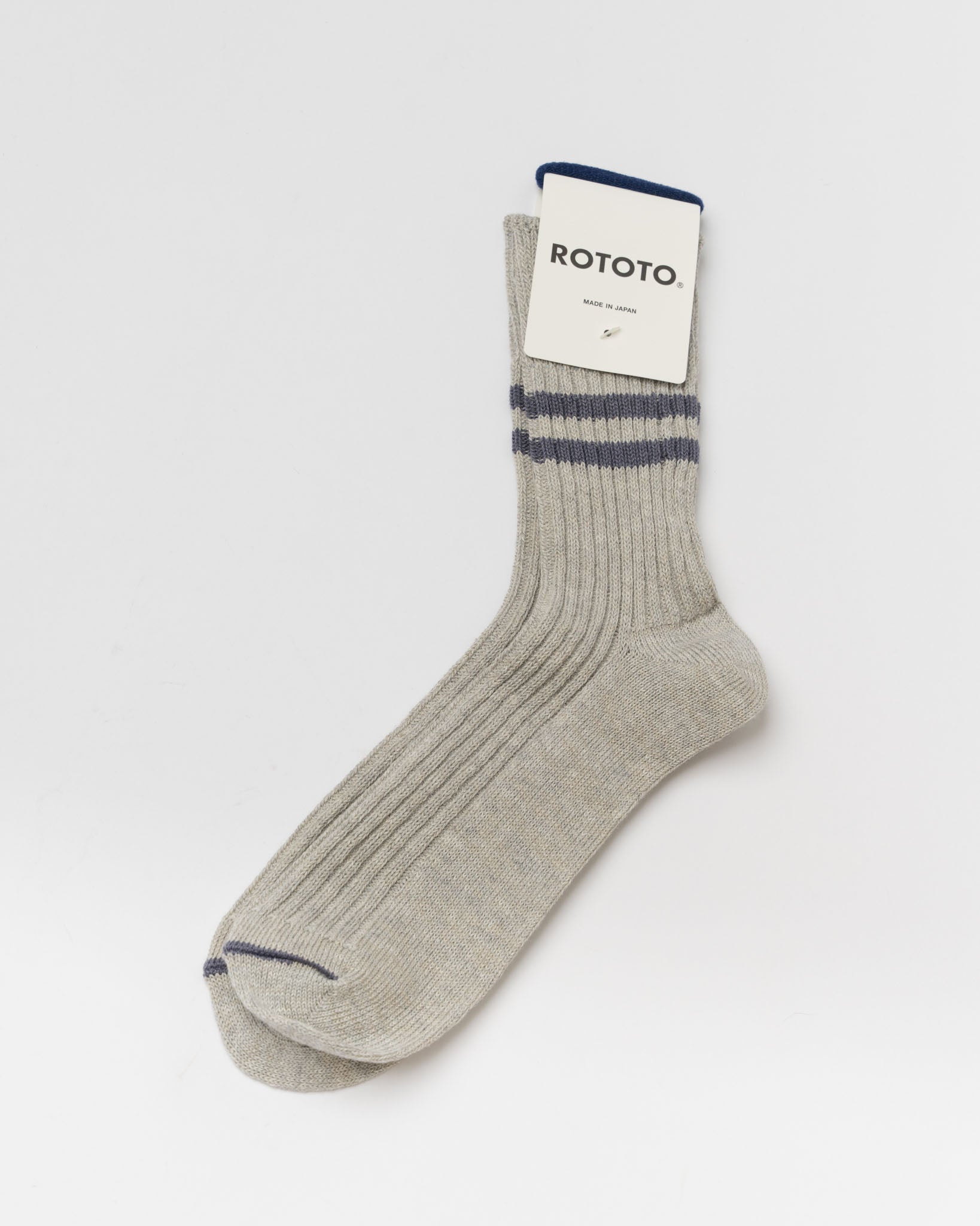 ROTOTO R1468 Hemp Organic Cotton Stripe Socks in Gray/Purple Haze