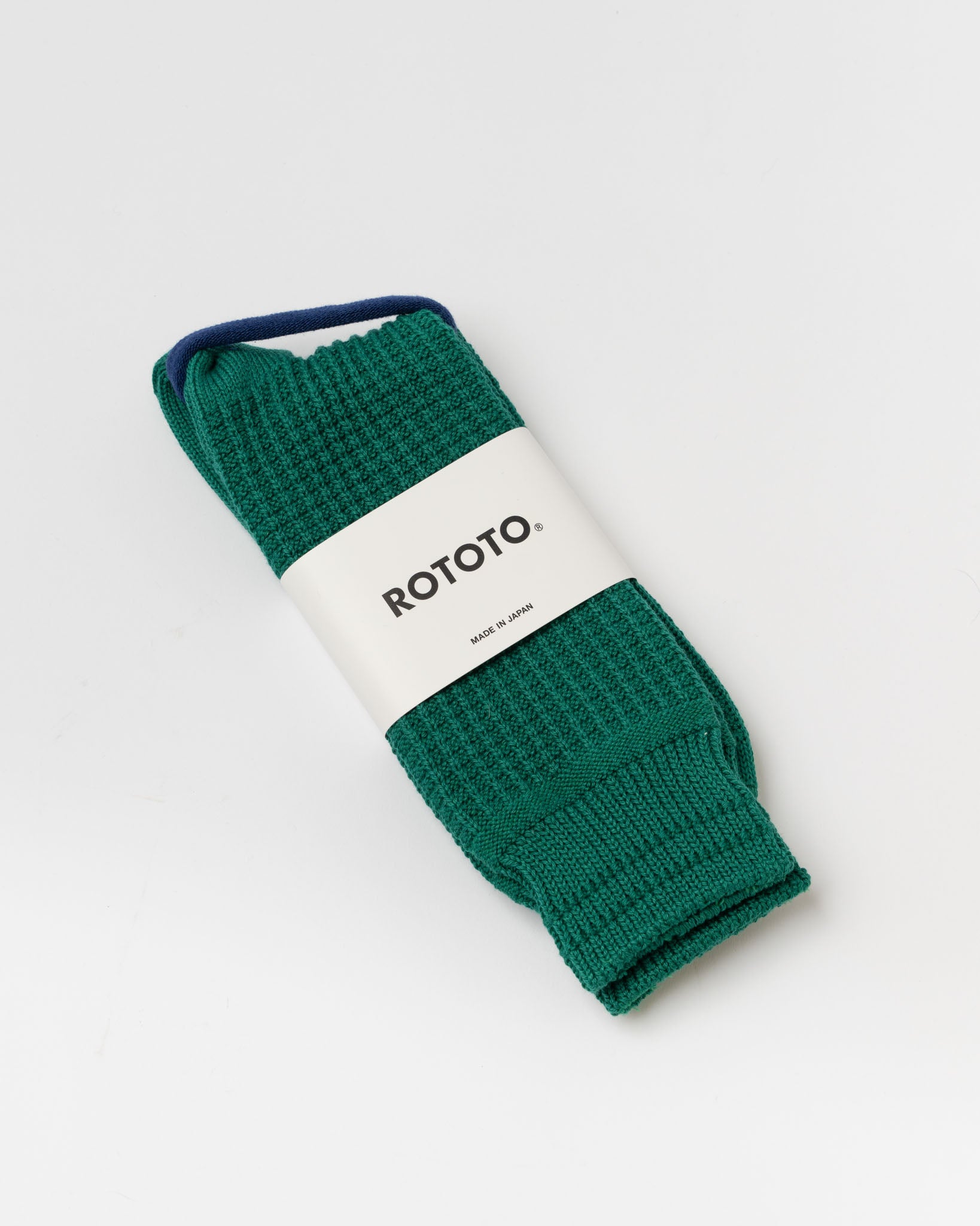ROTOTO R1110 Waffle Cotton Crew Socks in Sea Green