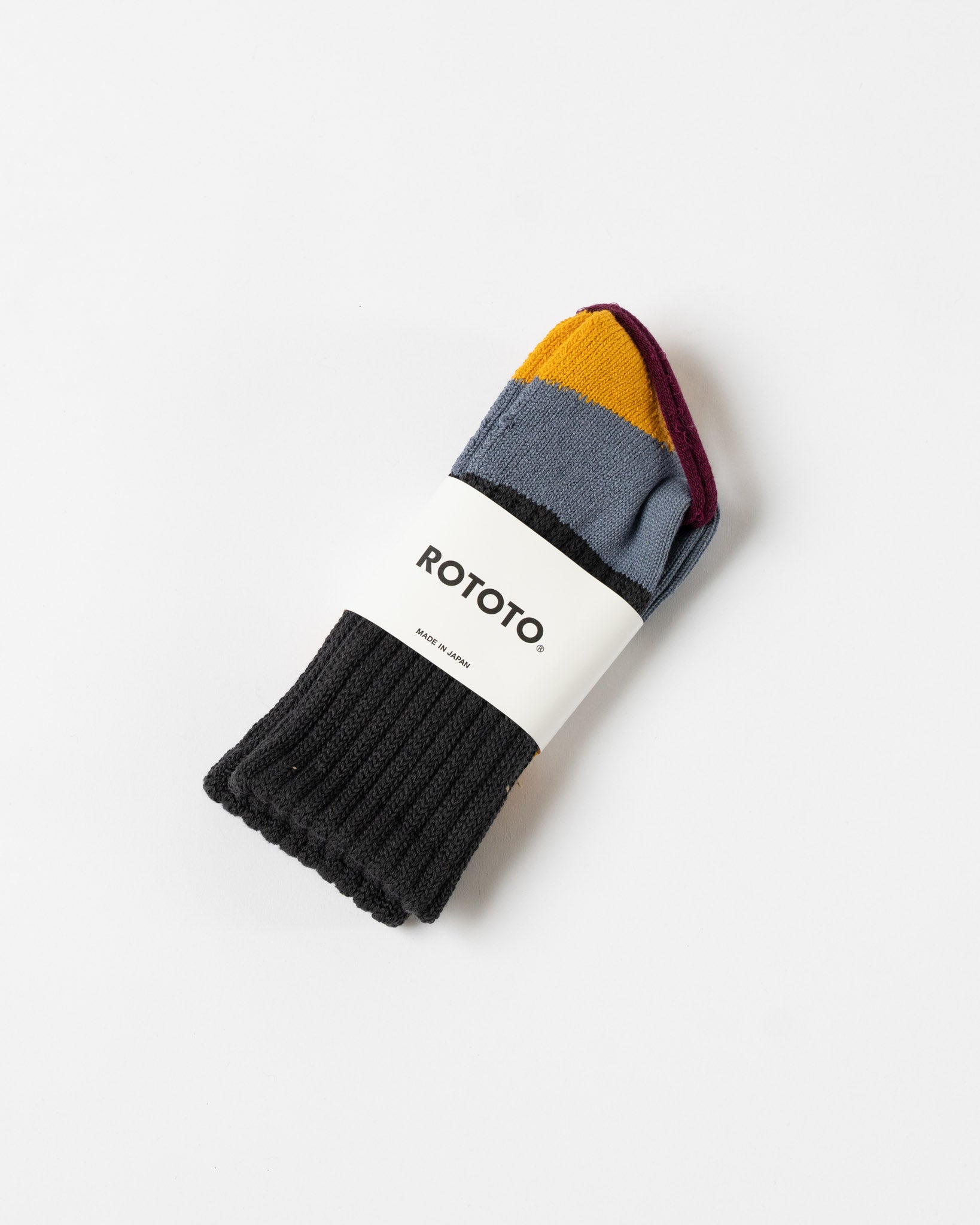 ROTOTO 1631 Multi Loose Pile Socks in Charcoal/Light Blue