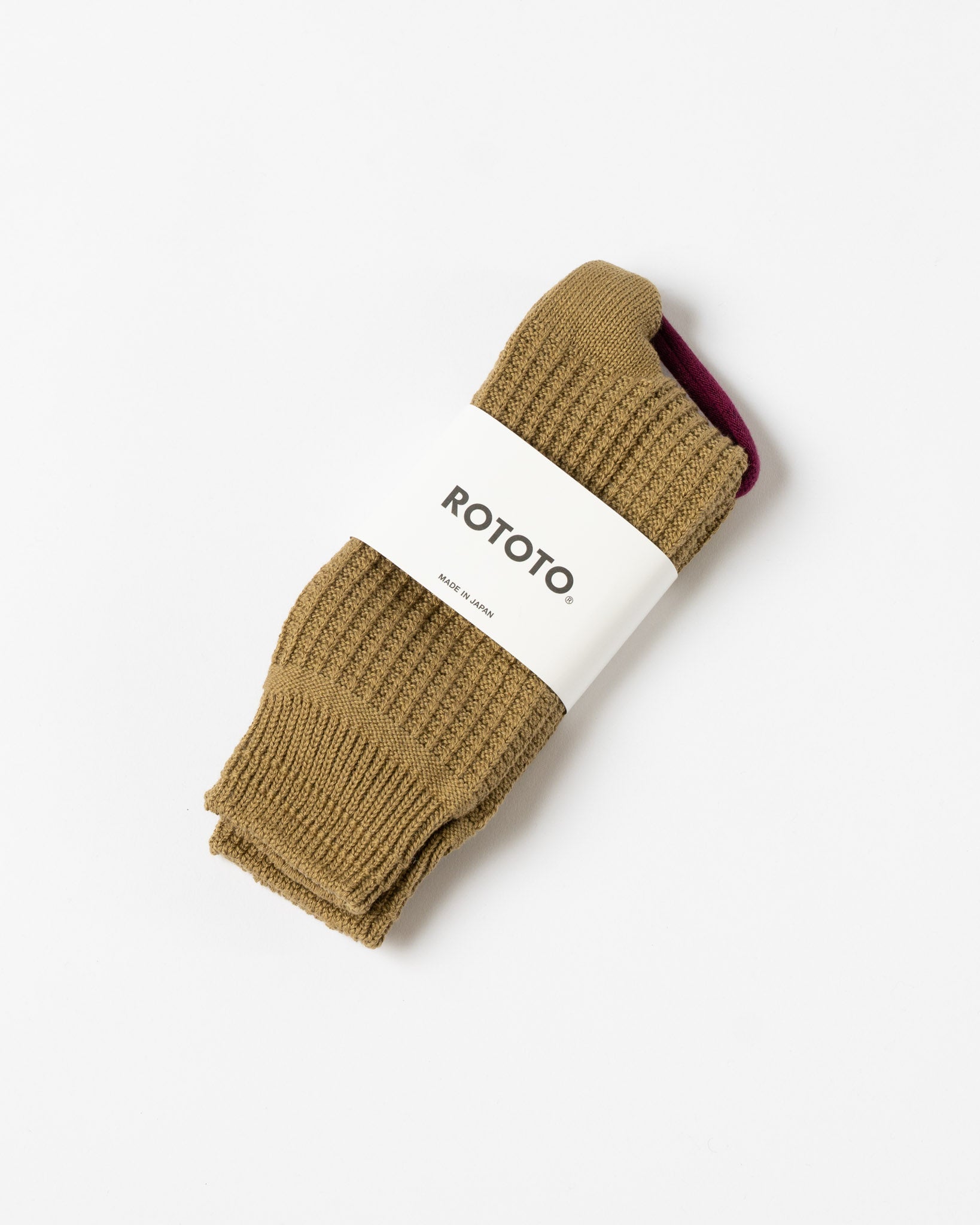 ROTOTO 1110 Waffle Cotton Crew Socks in Light Olive