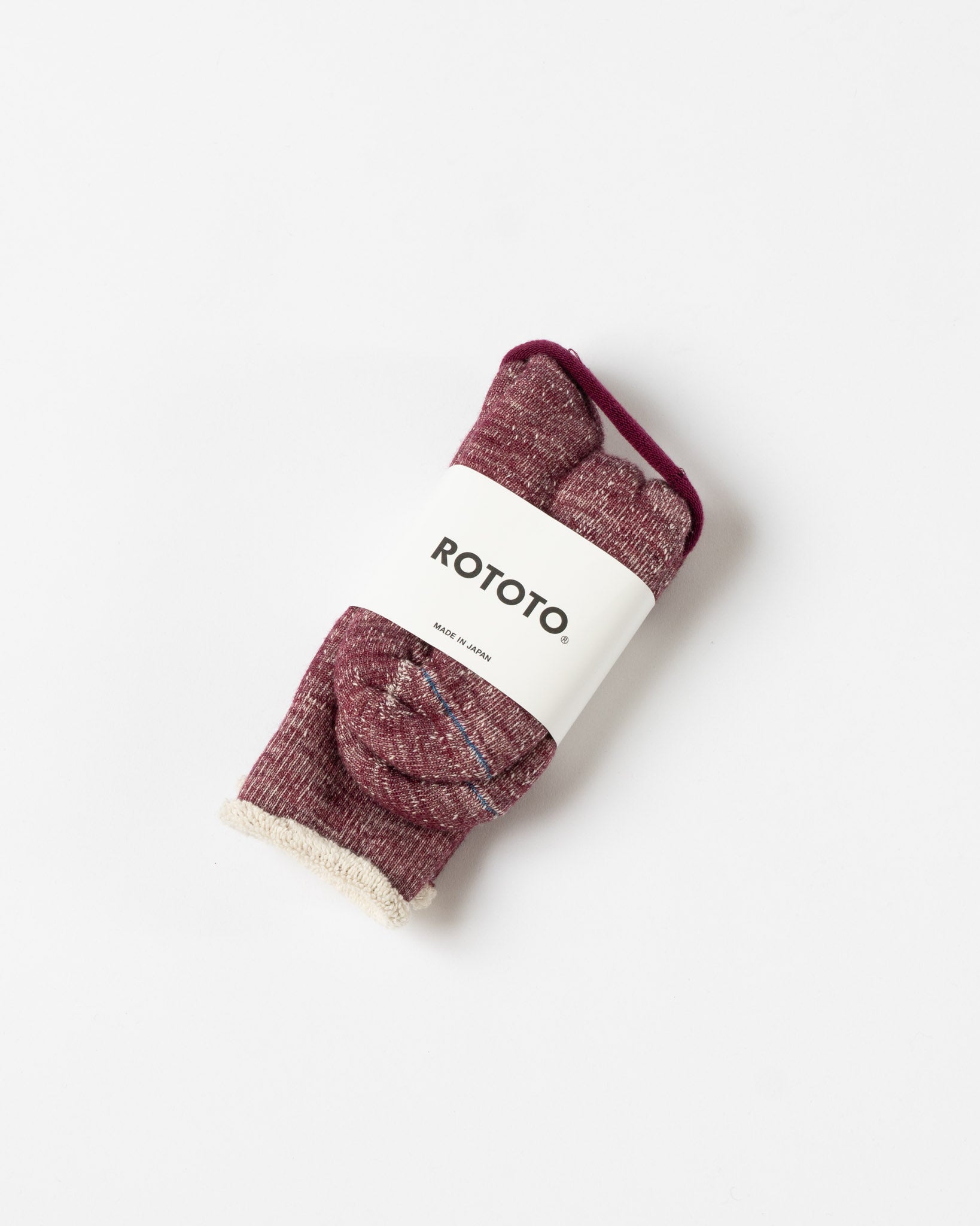 ROTOTO 1001 Double Face Crew Socks in Dark Red/Brown