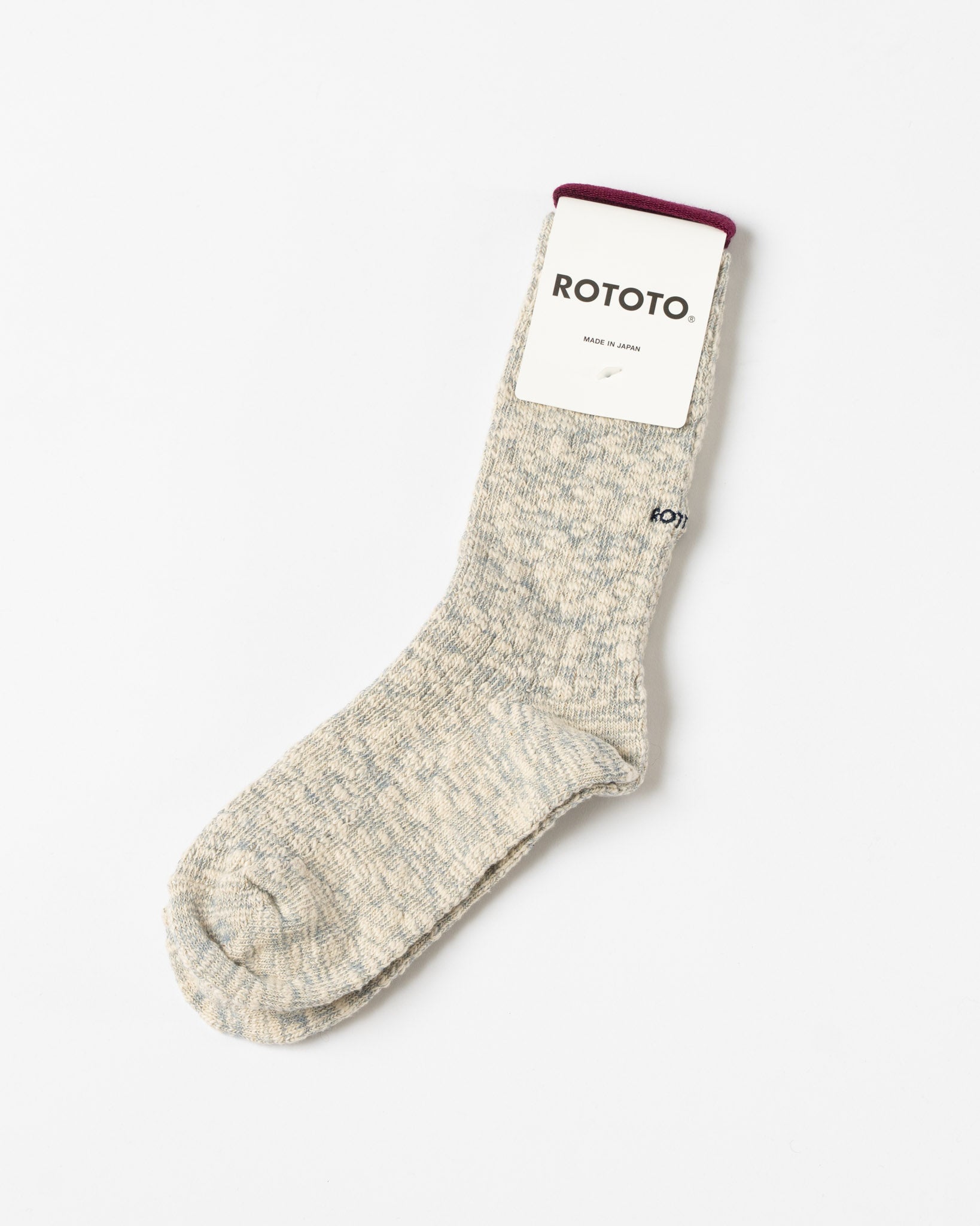 ROTOTO 1634 Organic Cotton Slub Crew Socks in Light Blue