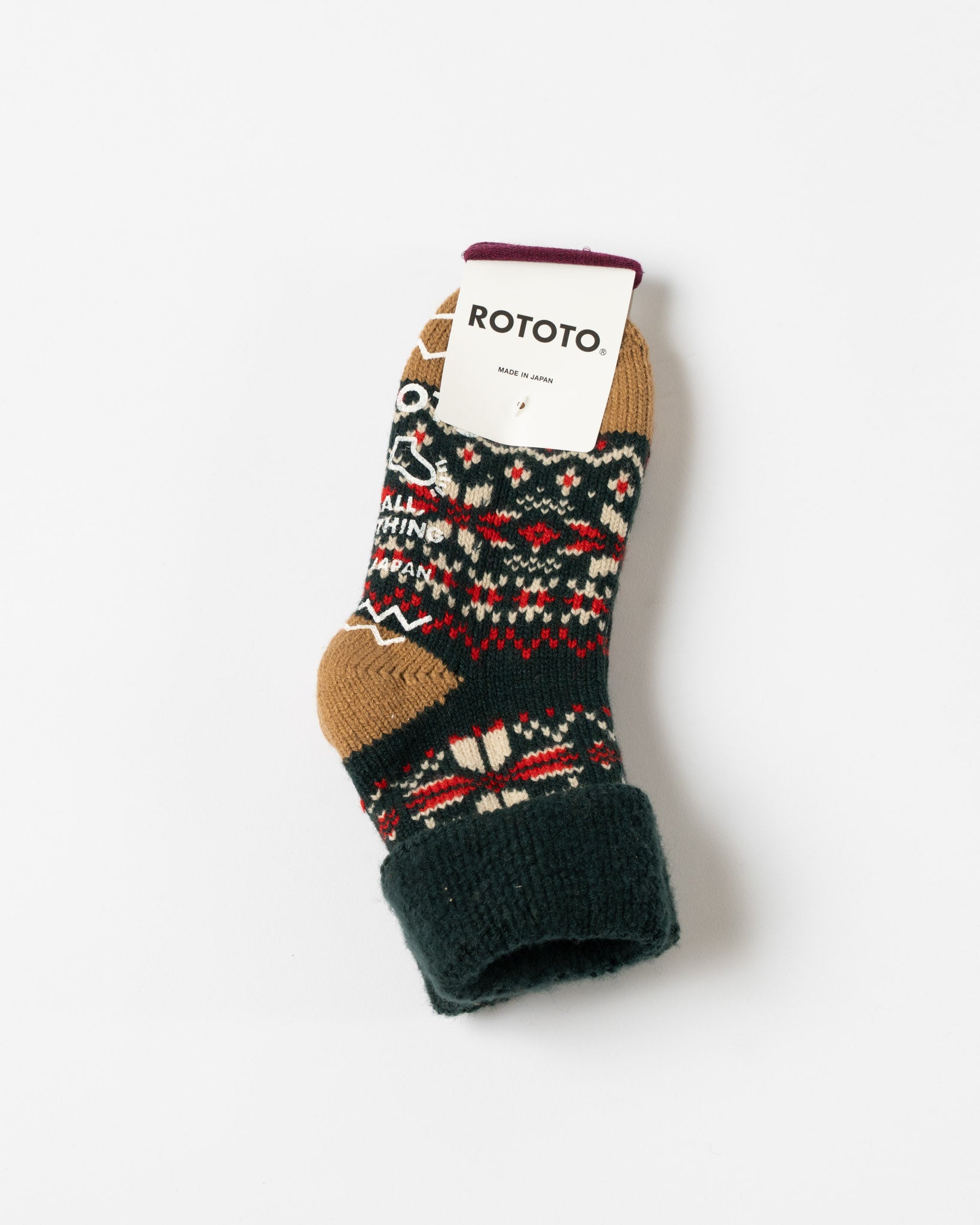 ROTOTO 1624 Comfy Room Snowflake Socks in Forest Green