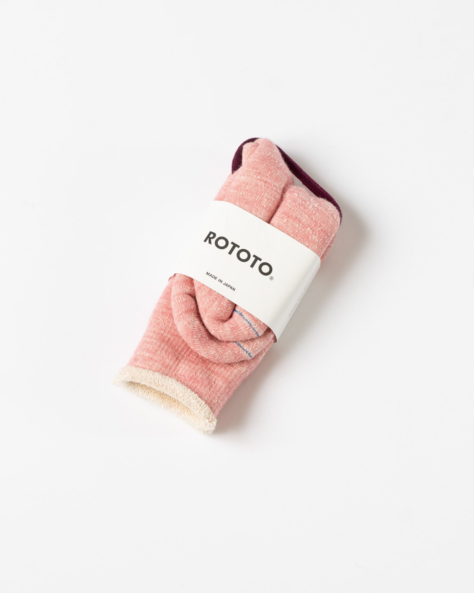 ROTOTO 1001 Double Face Crew Socks in Light Pink