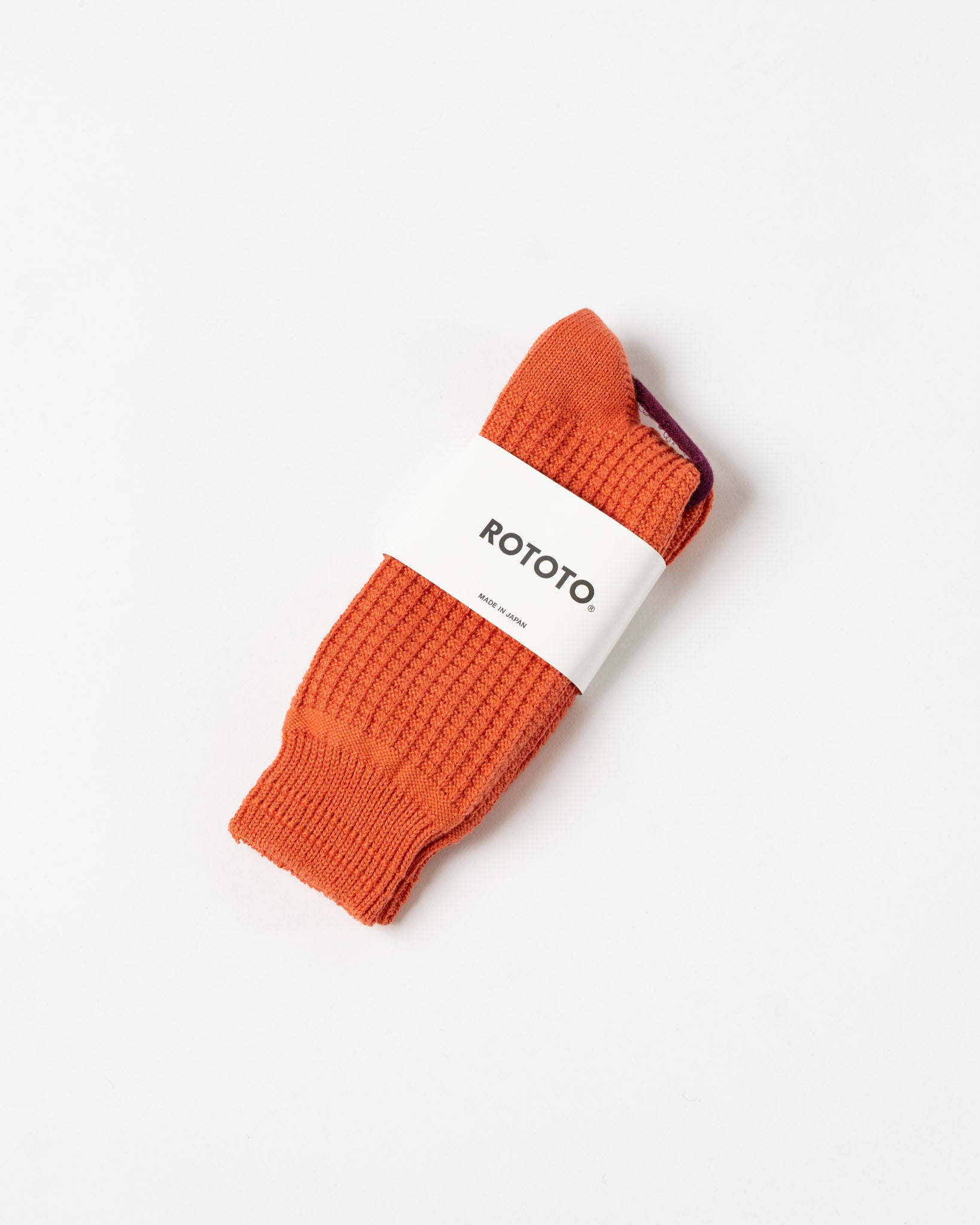 ROTOTO R1110 Waffle Cotton Crew Socks in Light Orange