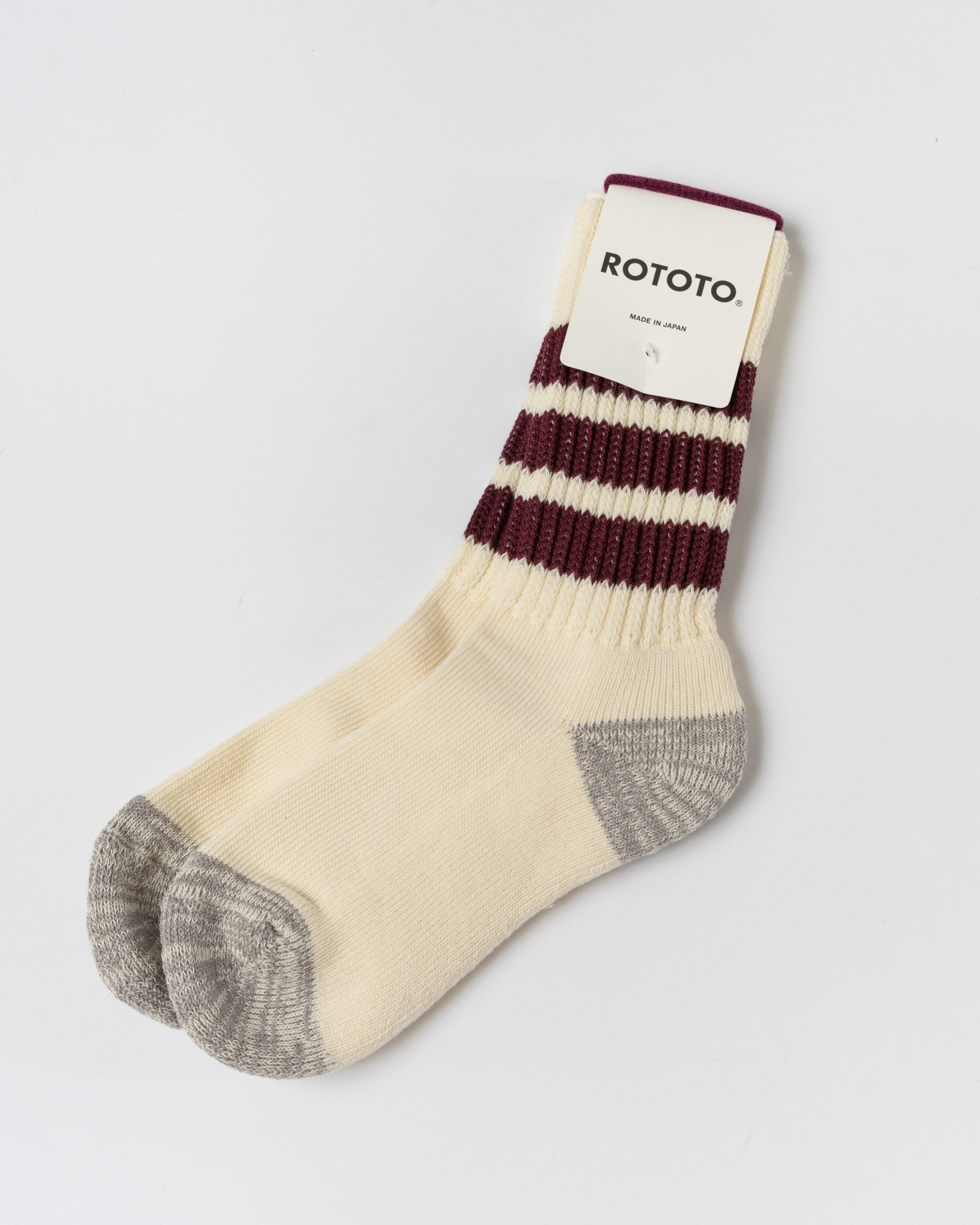 ROTOTO 1255 Old School Crew Socks in Bordeaux