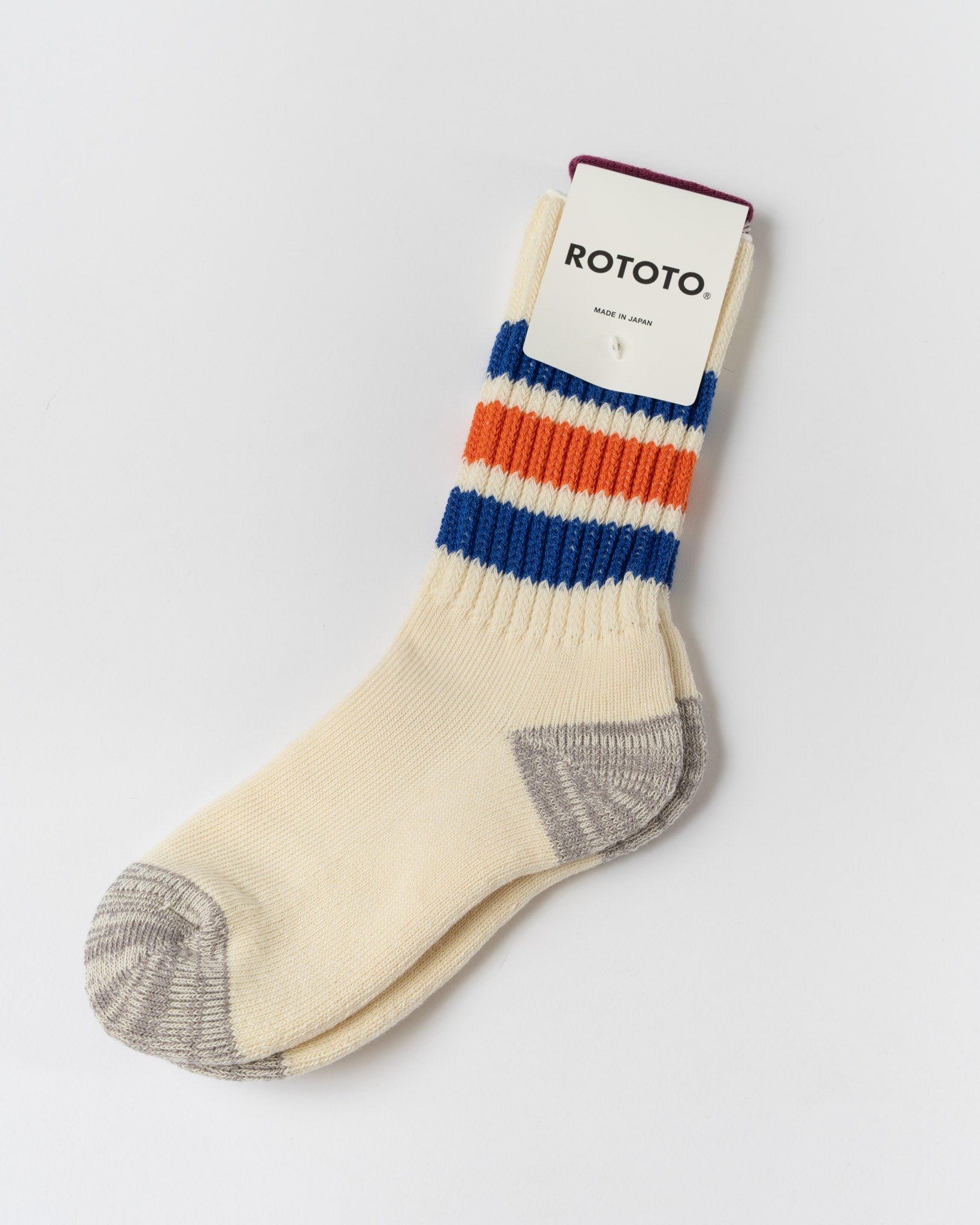 ROTOTO 1255 Old School Crew Socks in Blue/Orange