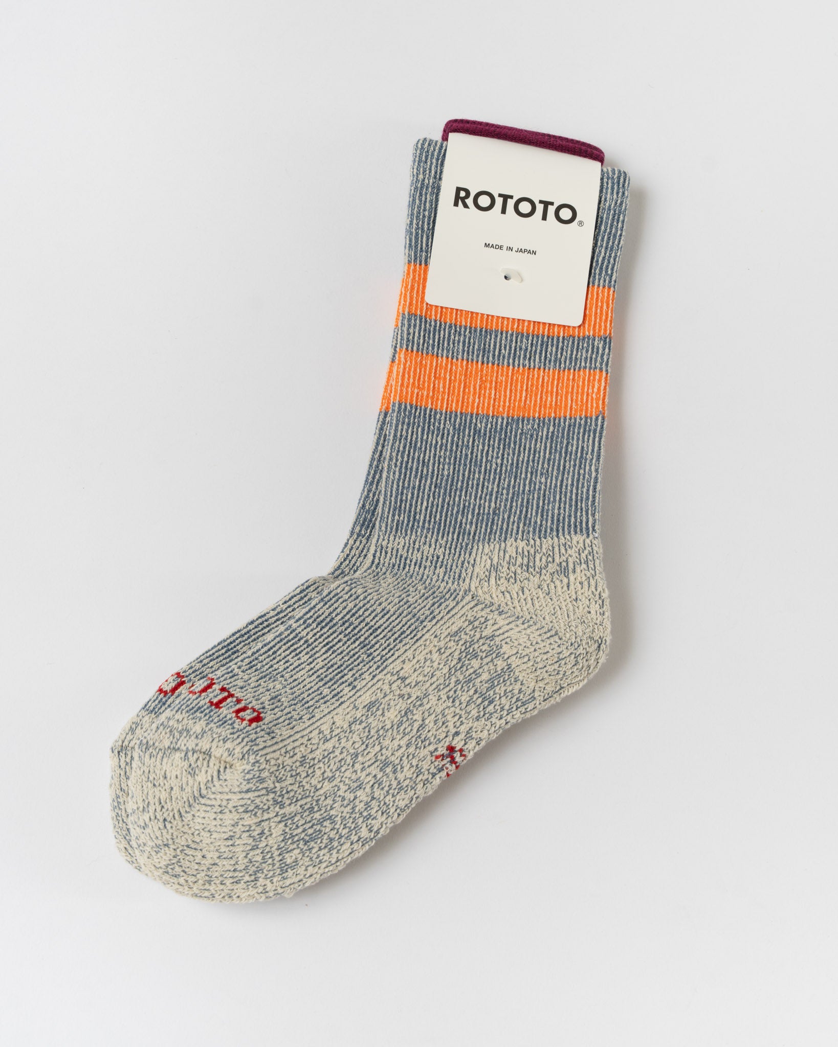 ROTOTO 1589 Pile Stripe Marl Socks in Blue/Orange
