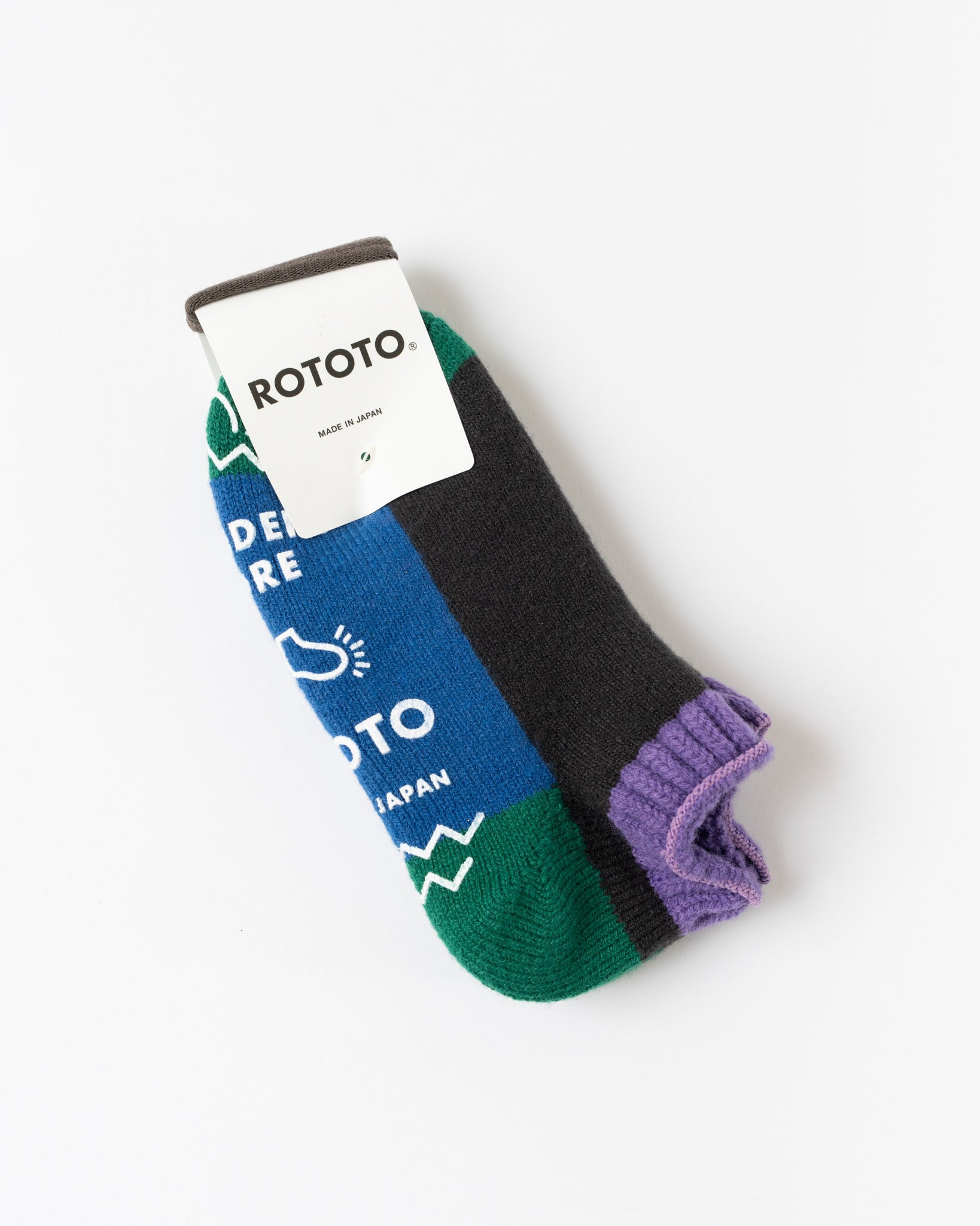 ROTOTO 1545 Pile Sockslipper Multi in Light Purple/Charcoal