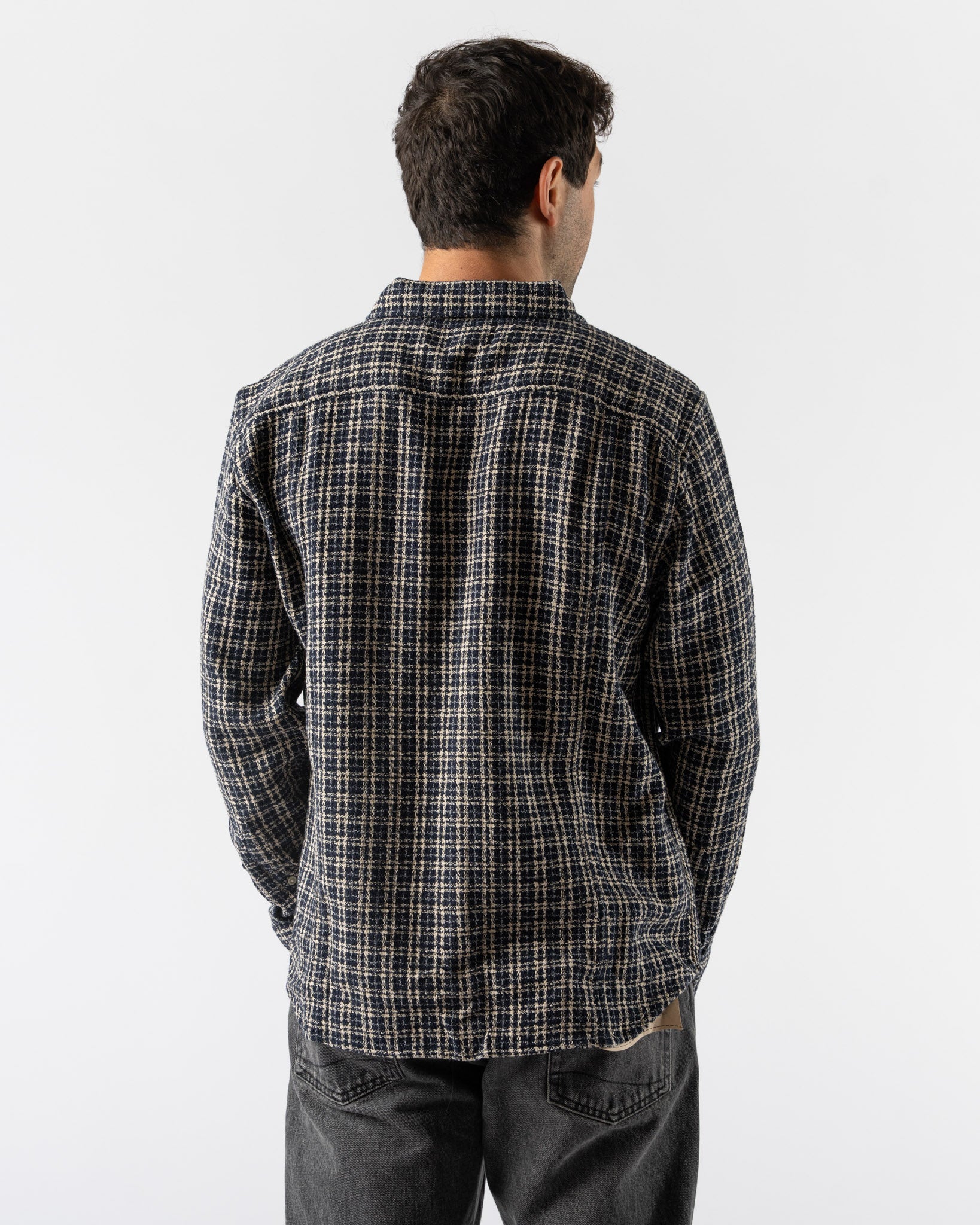 Corridor Reverse Tweed Snow Check Shirt in Blue