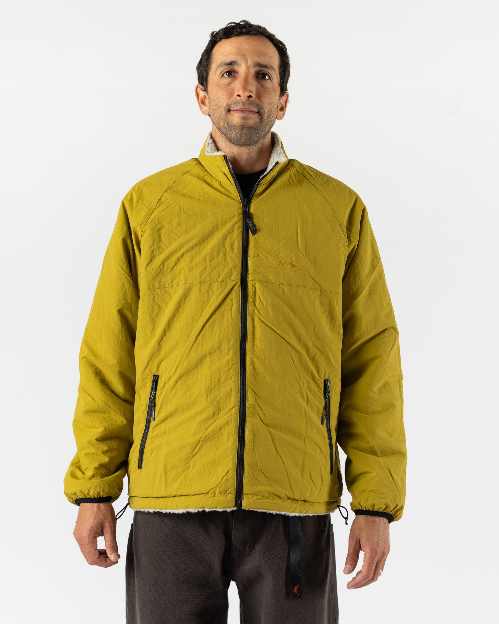 Gramicci Reversible Sherpa Jacket in Natural/Chartreuse Curated at