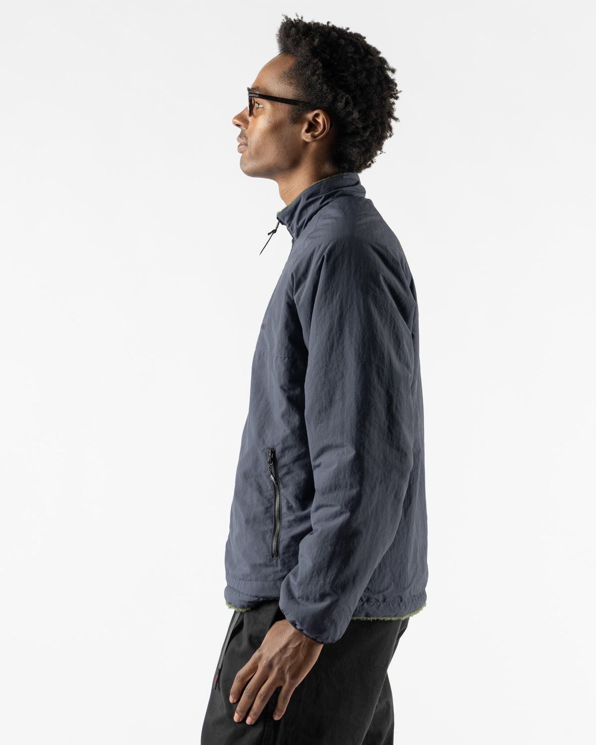 Gramicci Reversible Sherpa Jacket in Olive/Navy Olive/Navy