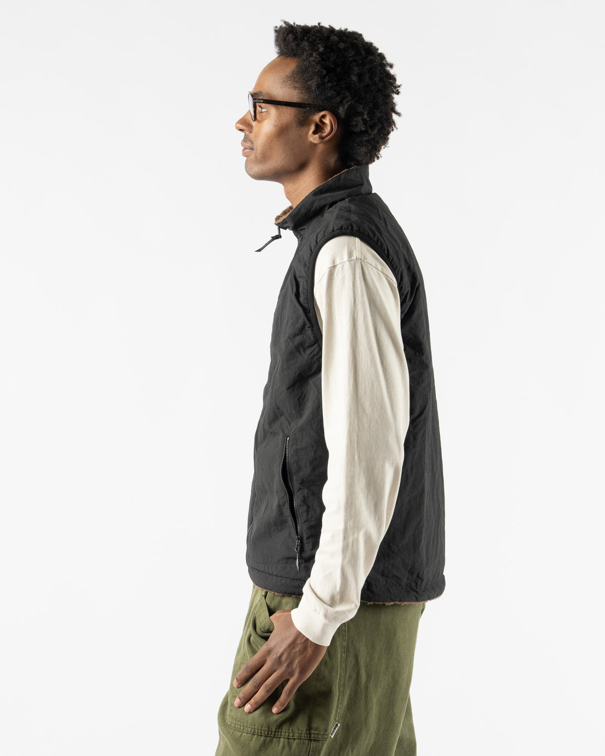 Gramicci Reversible Sherpa Vest in Dark Brown/Black Dark Brown/Black