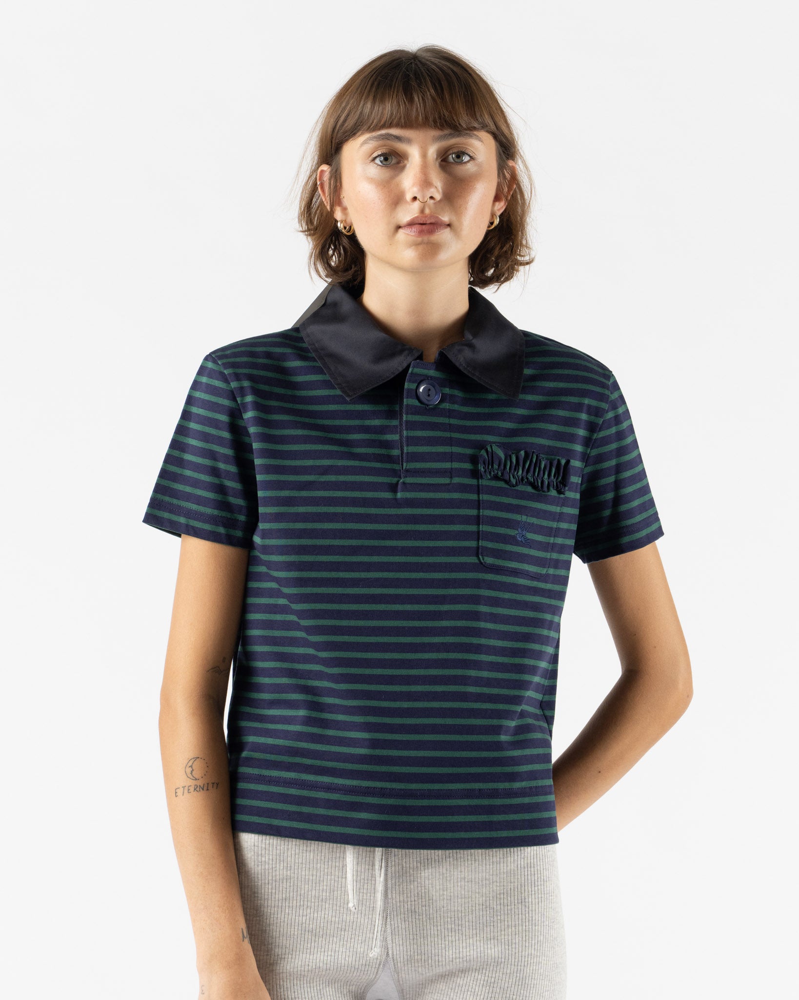 Rhodolirion Frill Pocket Polo Shirt in Stripe