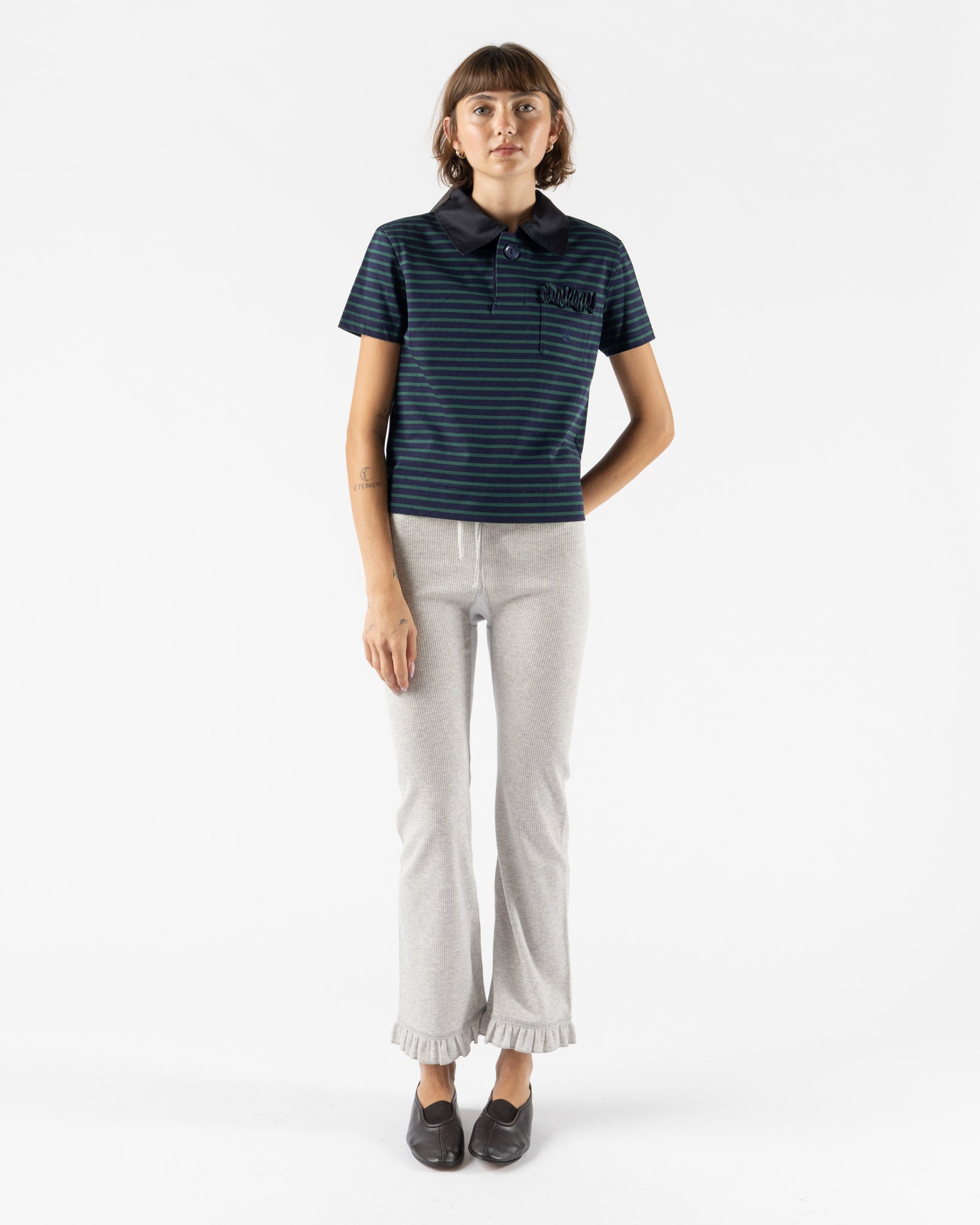 Rhodolirion Frill Pocket Polo Shirt in Stripe