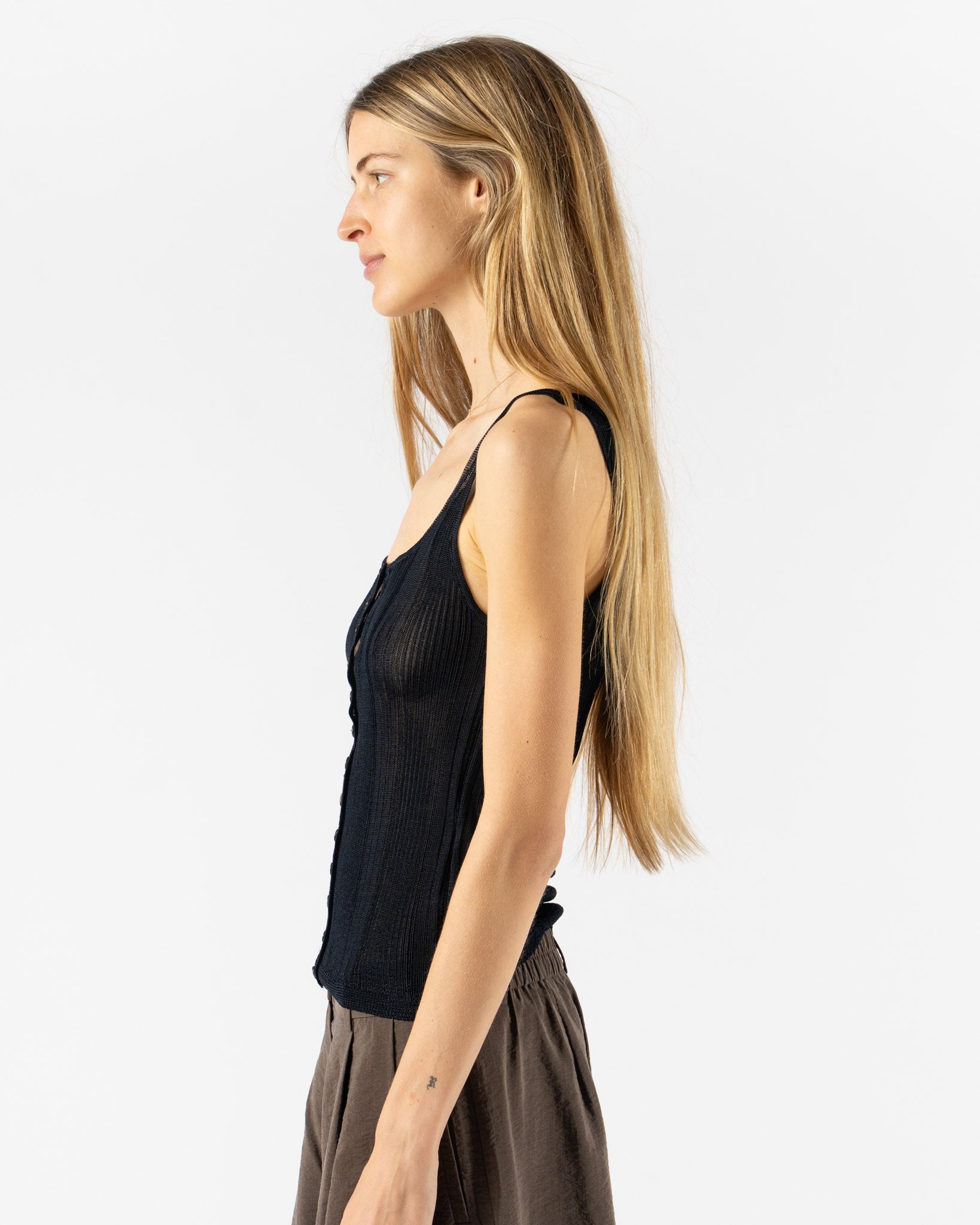 Cordera Ribbed Tank Top in Navy