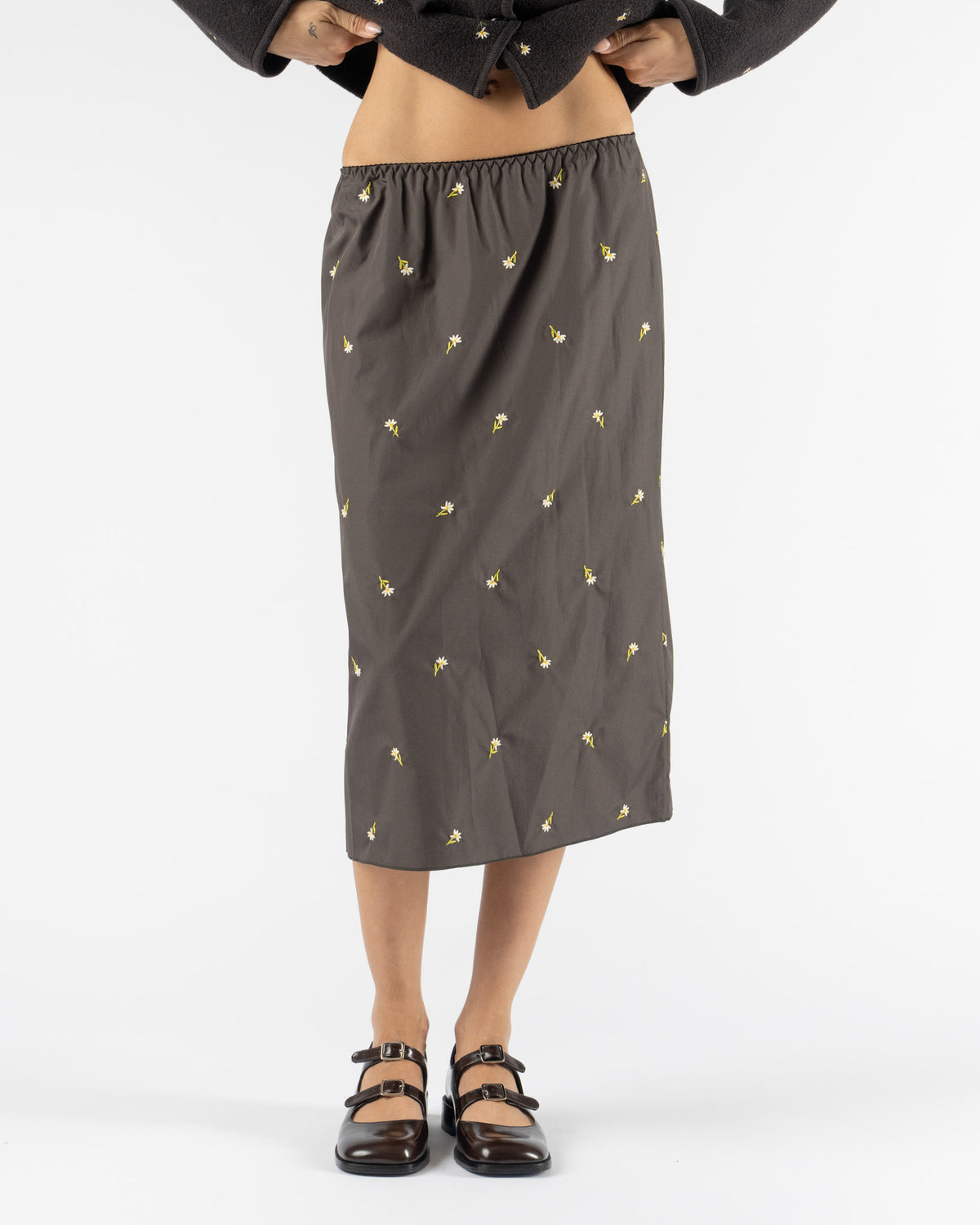 RIER Jupon Skirt in Charbon Crocus Popeline