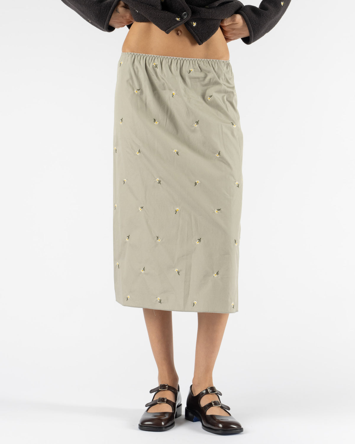 RIER Jupon Skirt in Edelweiss Crocus Popeline