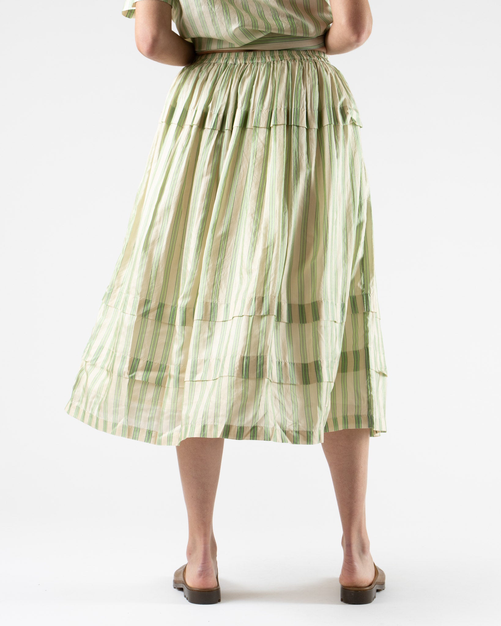 Runaway Bicycle Donna Skirt in Green Stripe