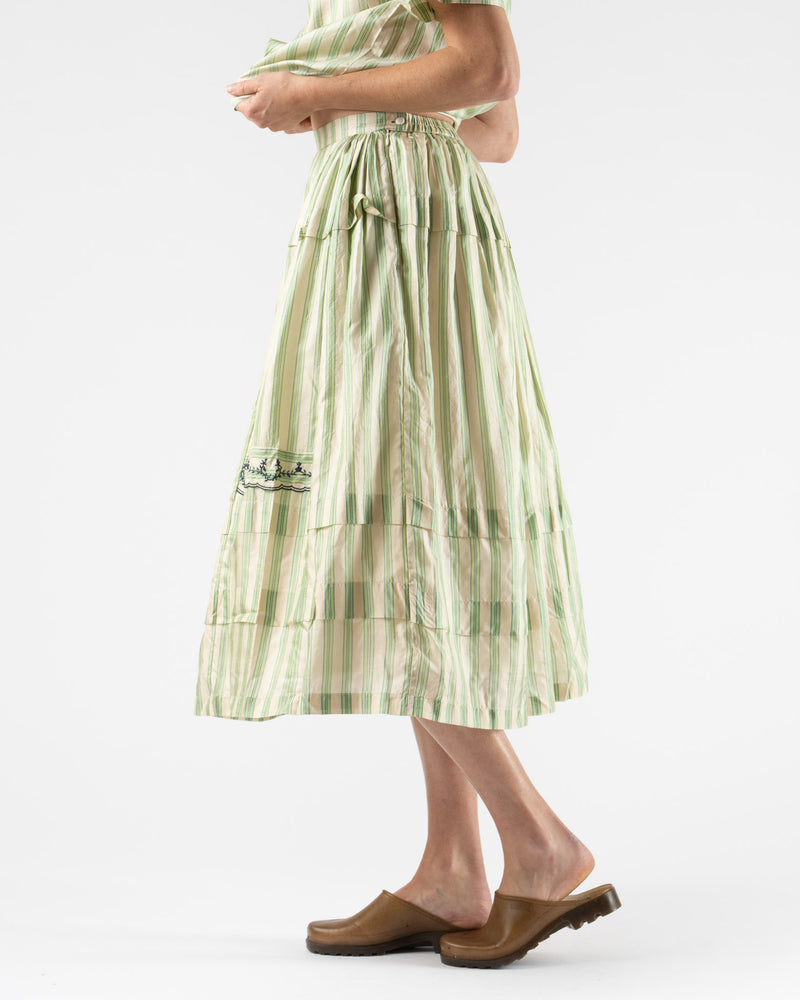 Runaway Bicycle Donna Skirt in Green Stripe