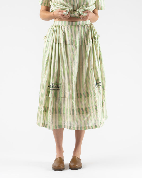 Runaway Bicycle Donna Skirt in Green Stripe