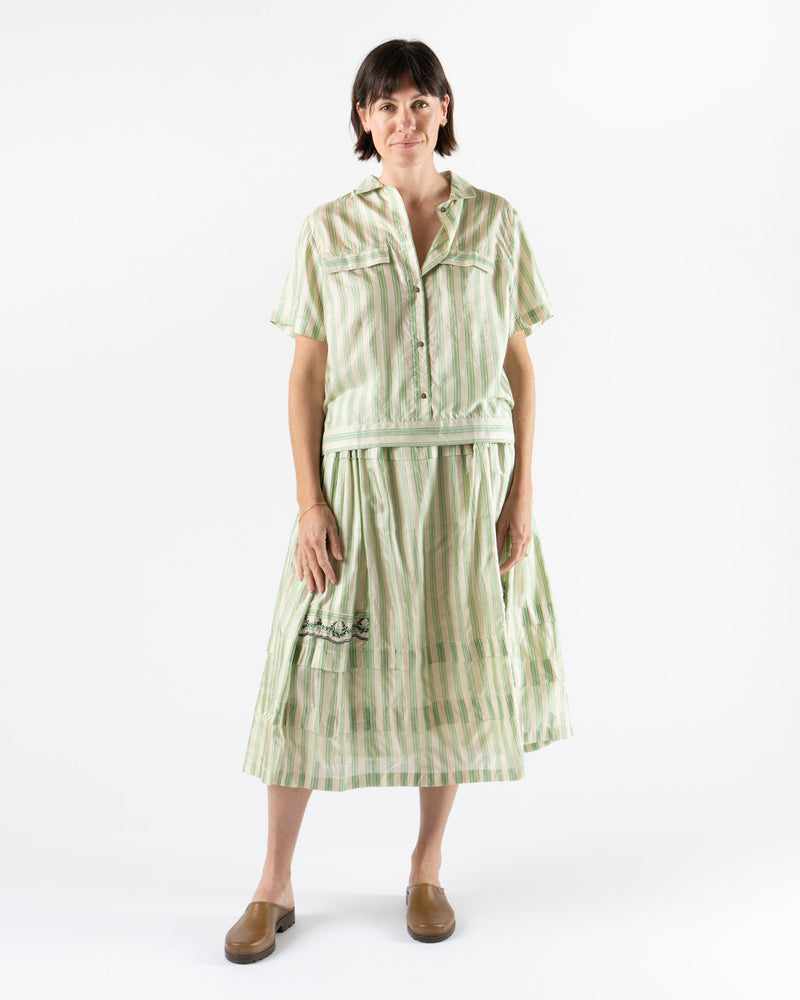 Runaway Bicycle Donna Skirt in Green Stripe