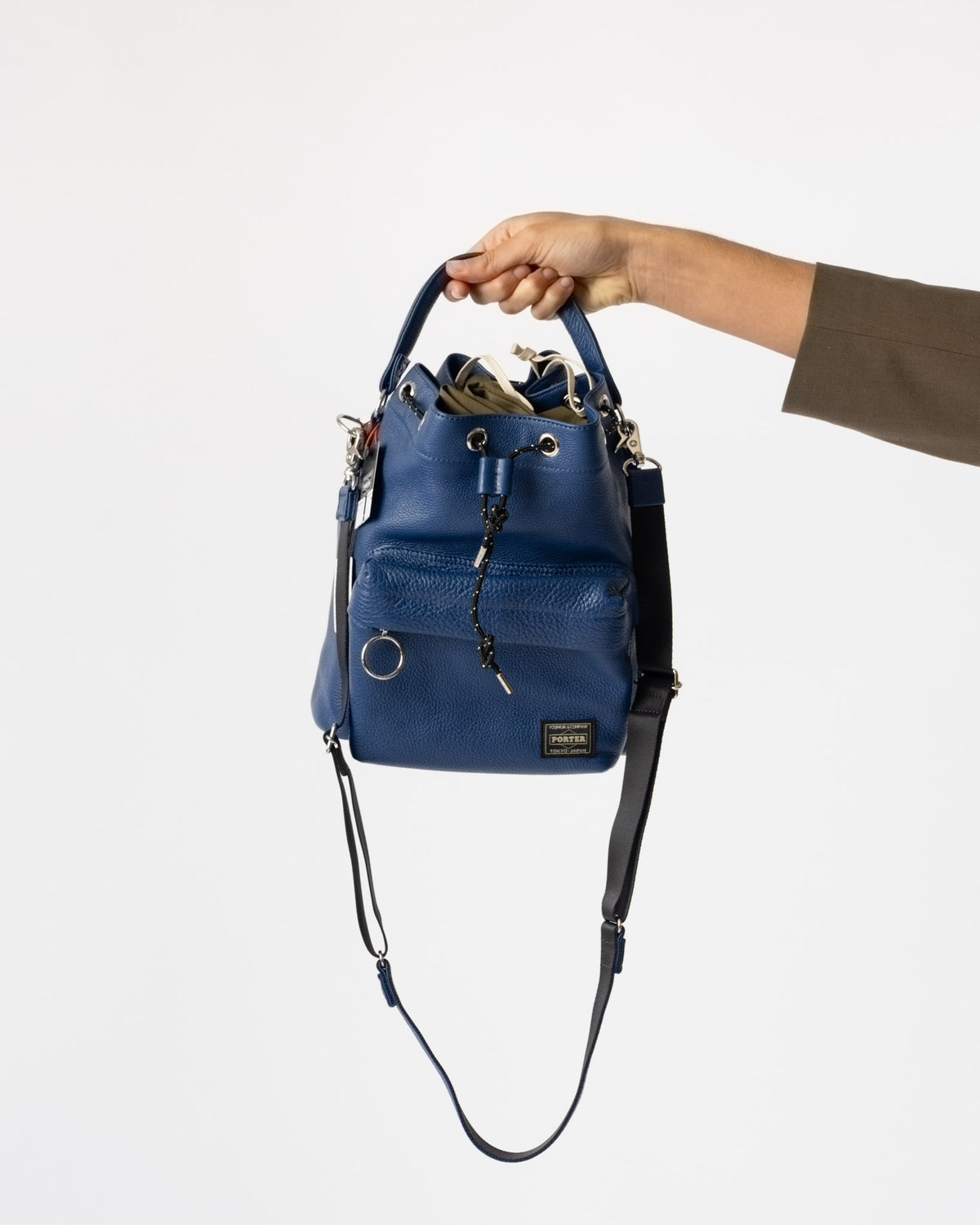 Porter Yoshida Leather Balloon Bag in Blue