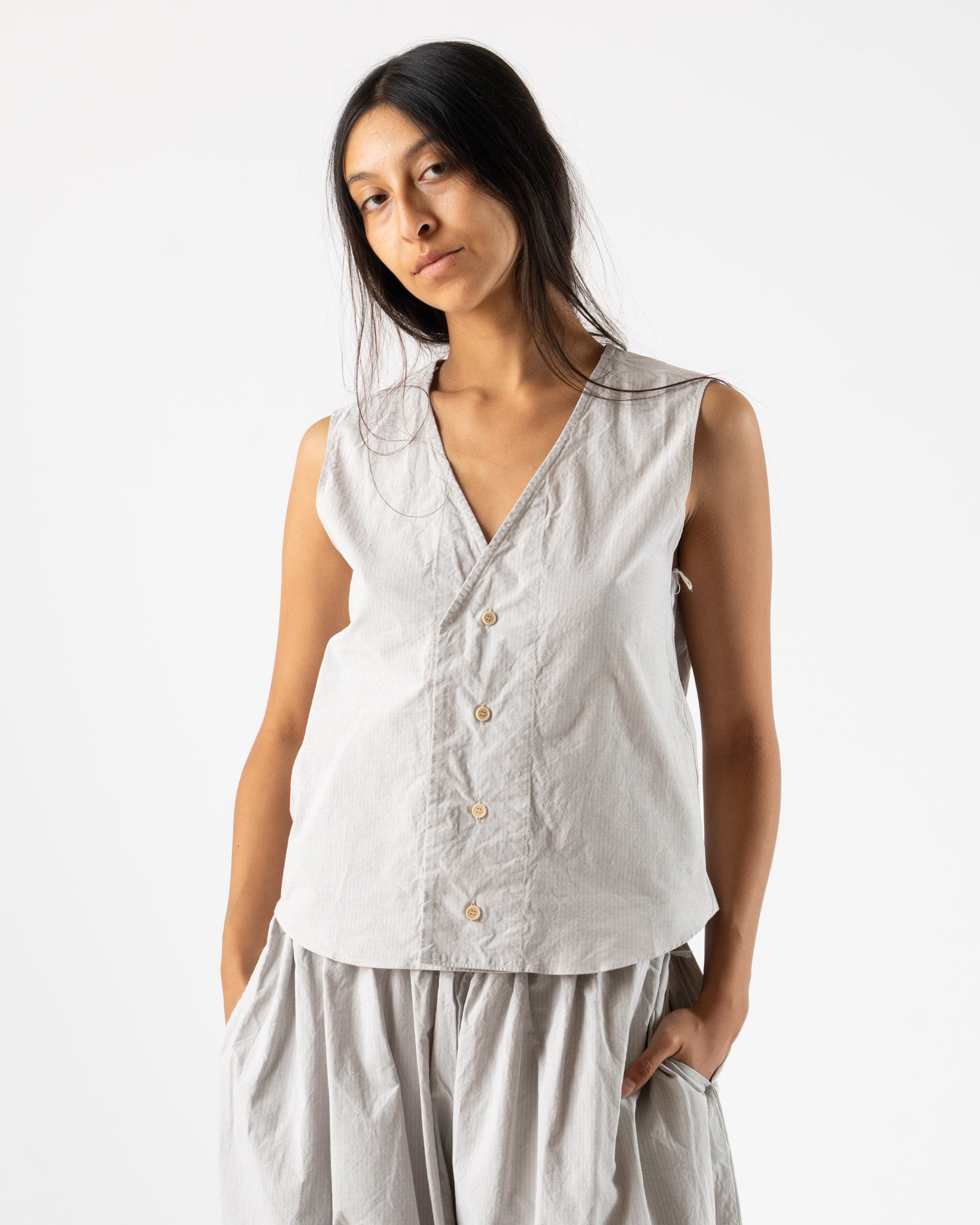 SONO Victor Vest in Dusty Stripe Fine