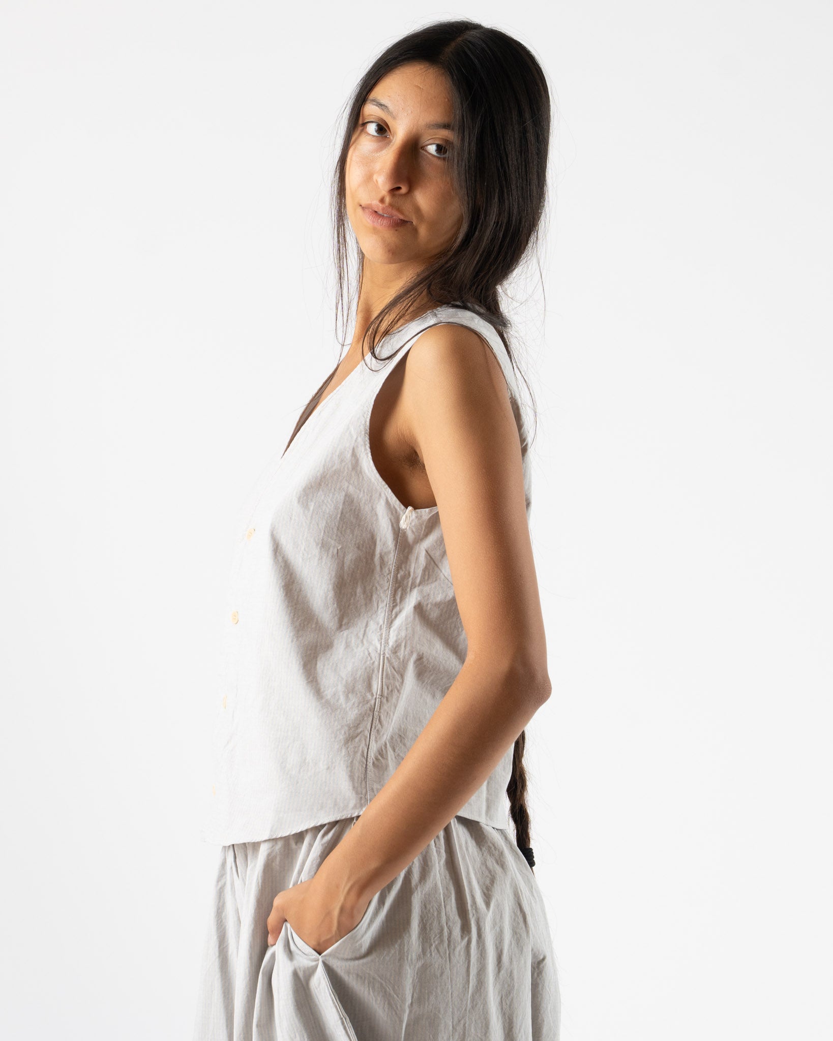 SONO Victor Vest in Dusty Stripe Fine