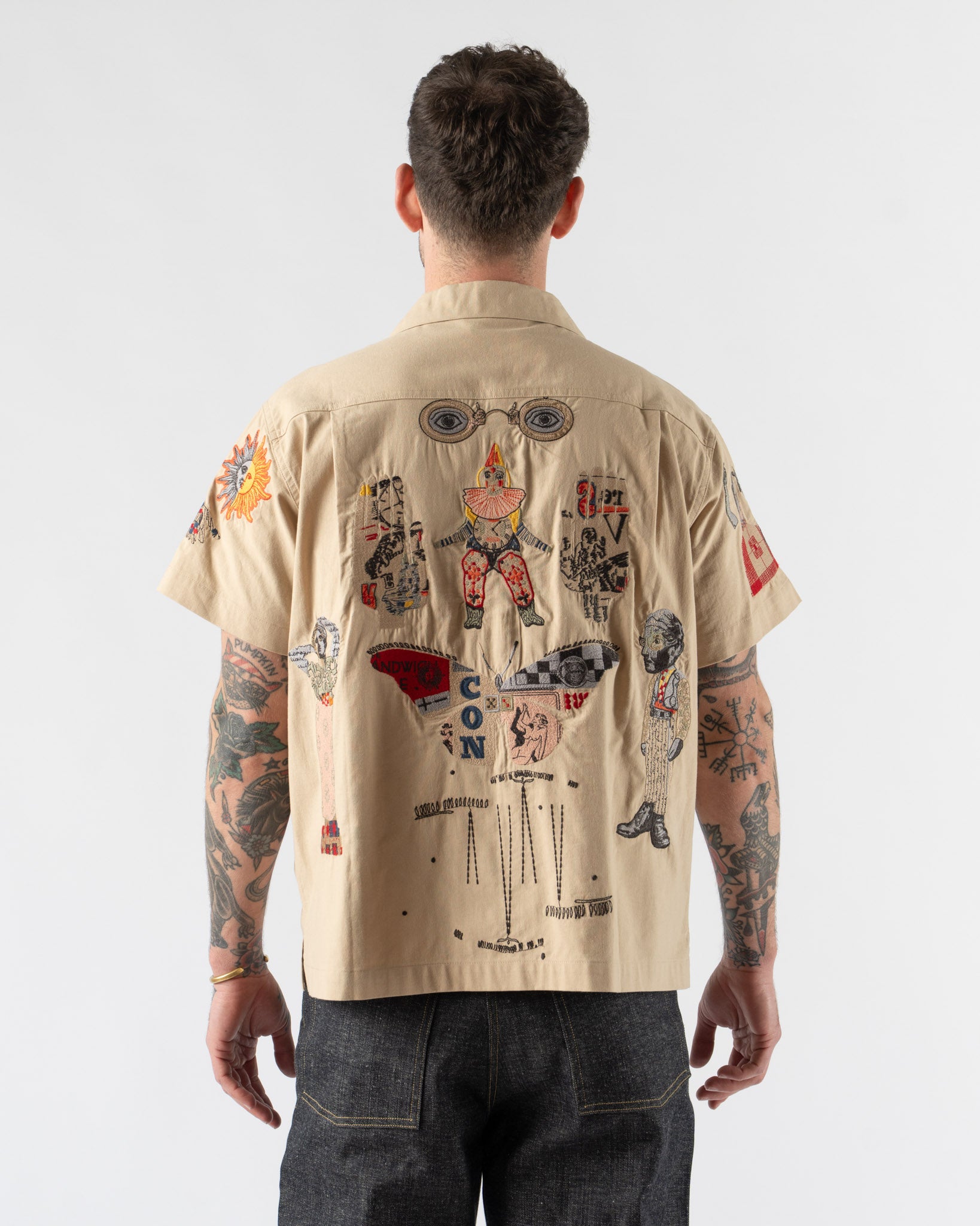 Samuel Zelig Collage Camp Shirt in Natural Tint