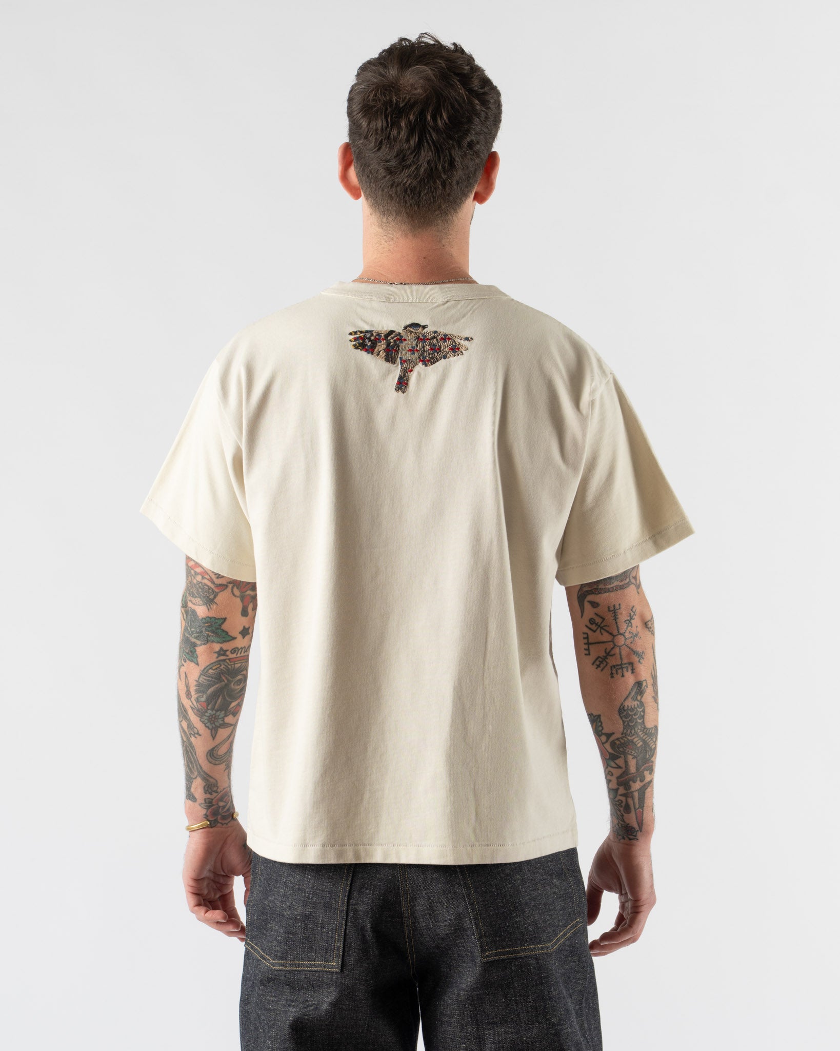 Samuel Zelig Collage Statue Tee in Warm Grey