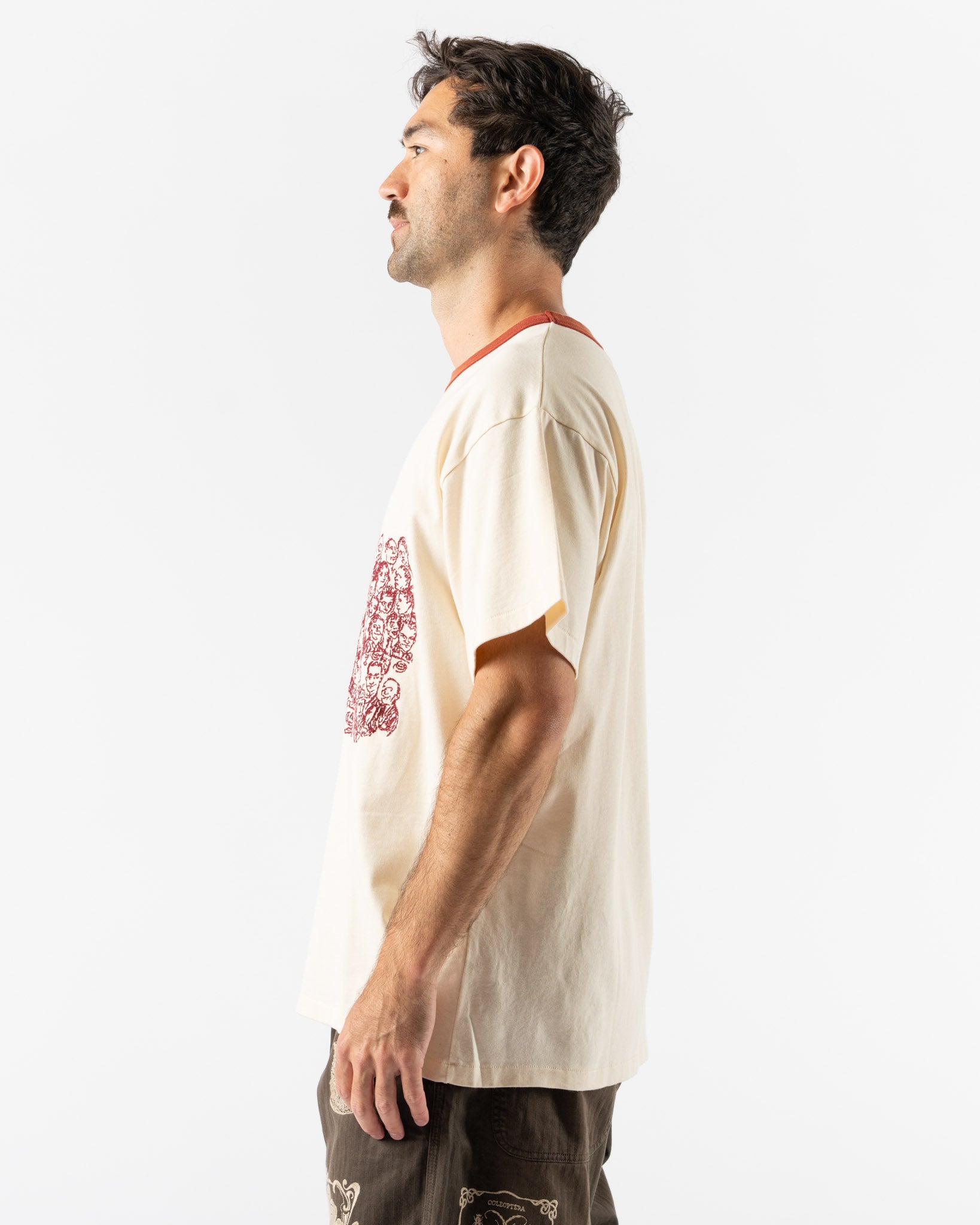 Samuel Zelig Restaurant Tee in Red Ringer/Natural