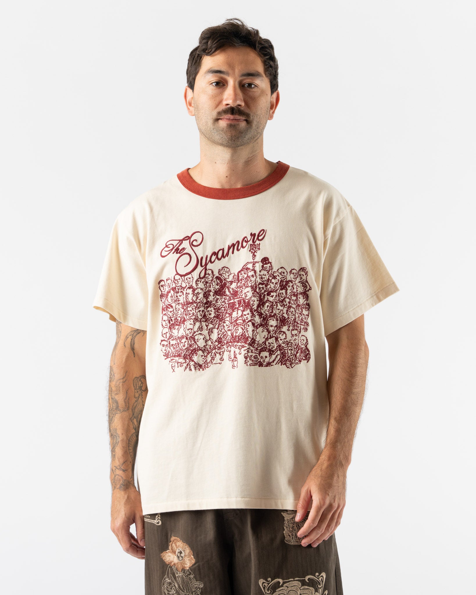 Samuel Zelig Restaurant Tee in Red Ringer/Natural