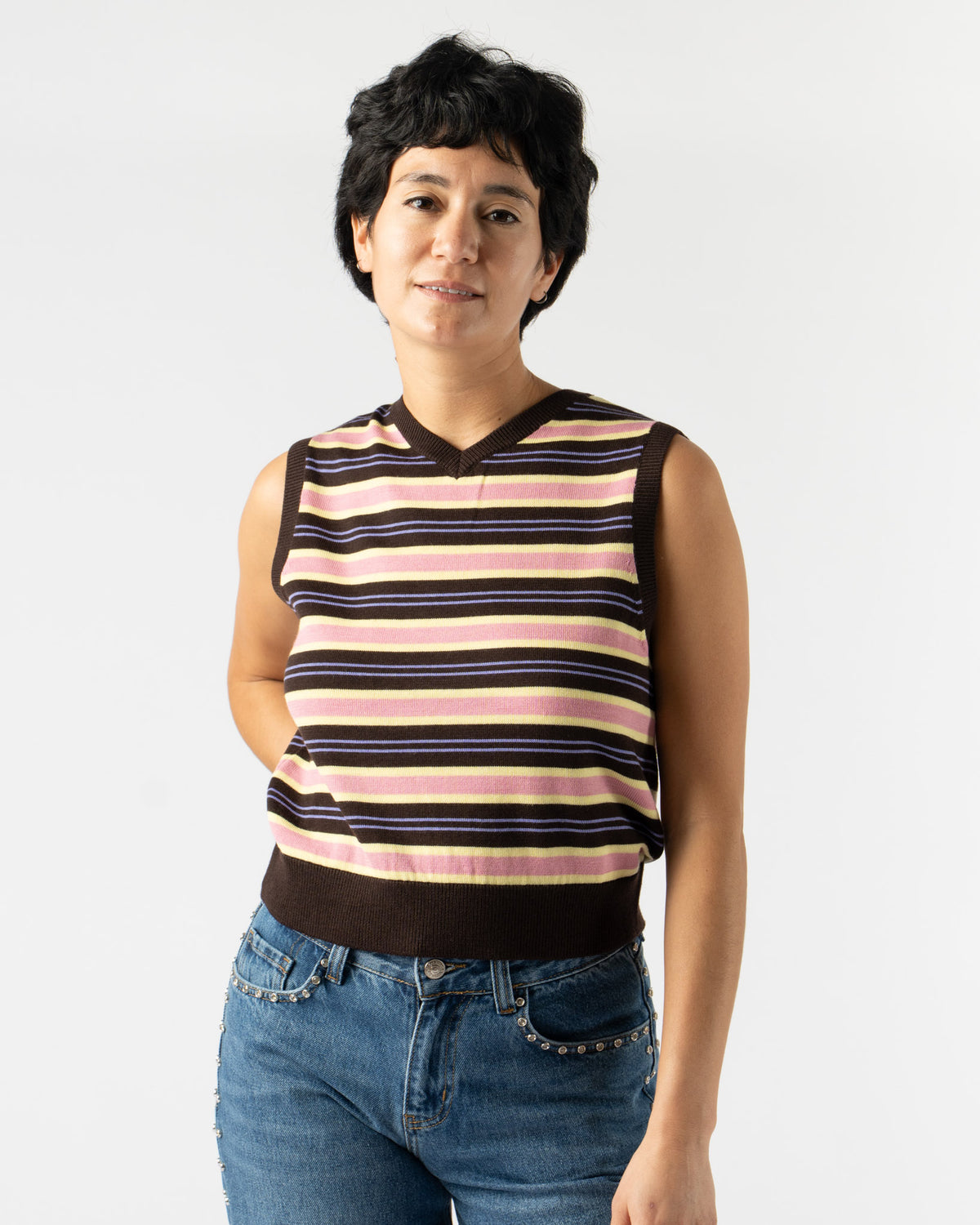 Sandy Liang Melty Vest in Brown Multi Curated at Jake and Jones