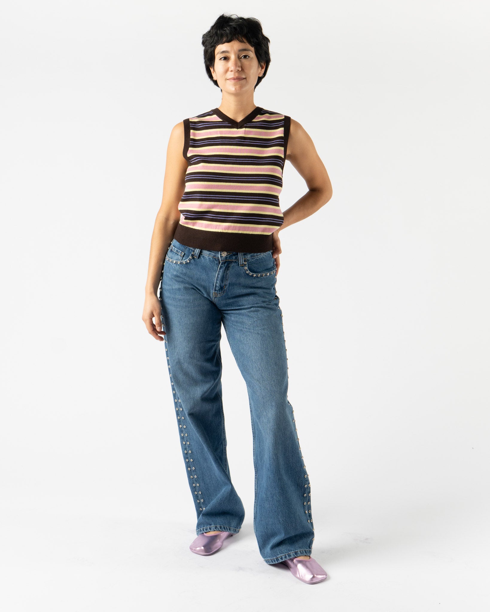 Sandy Liang Melty Vest in Brown Multi
