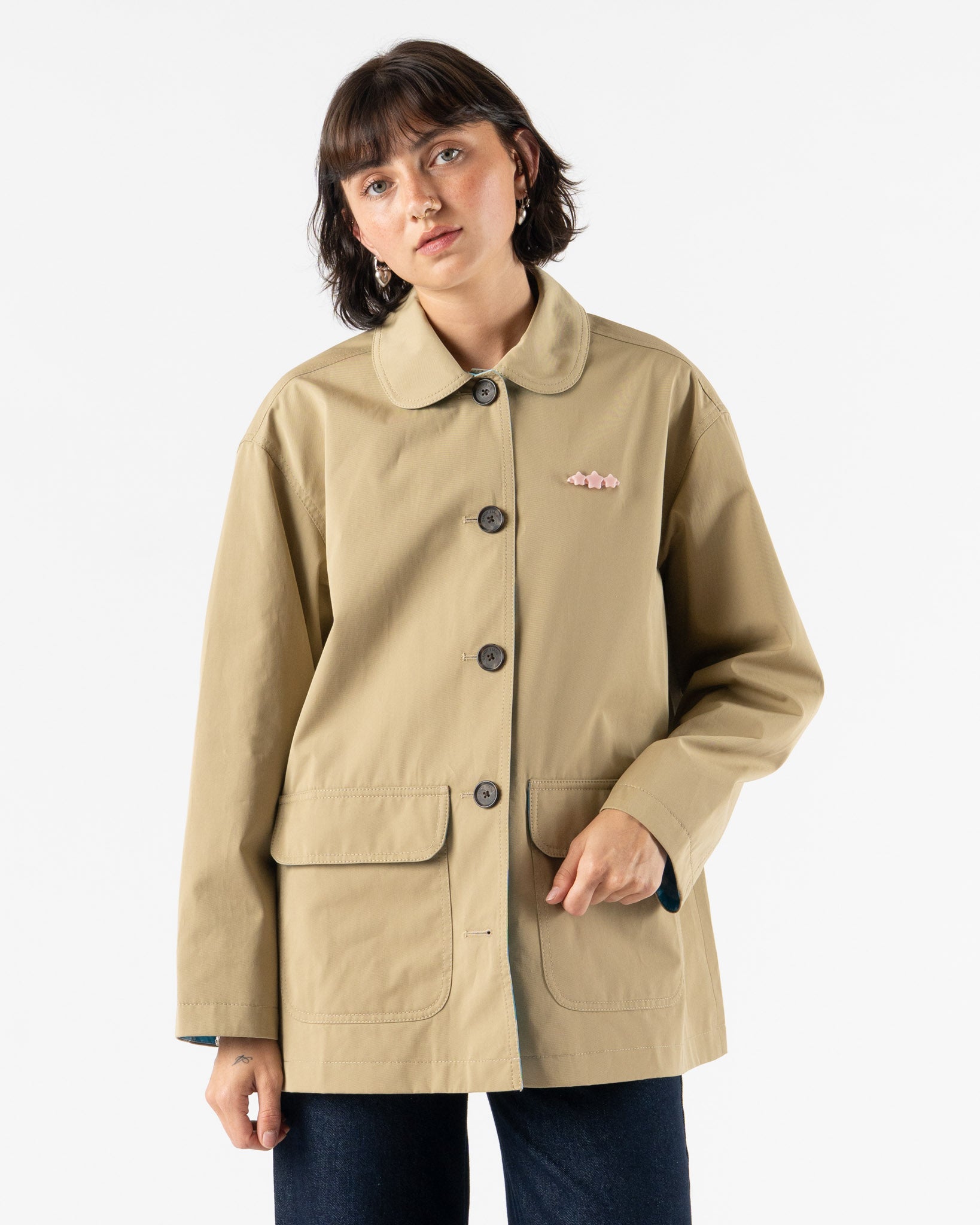 Sandy Liang Romaine Barn Jacket in Sand