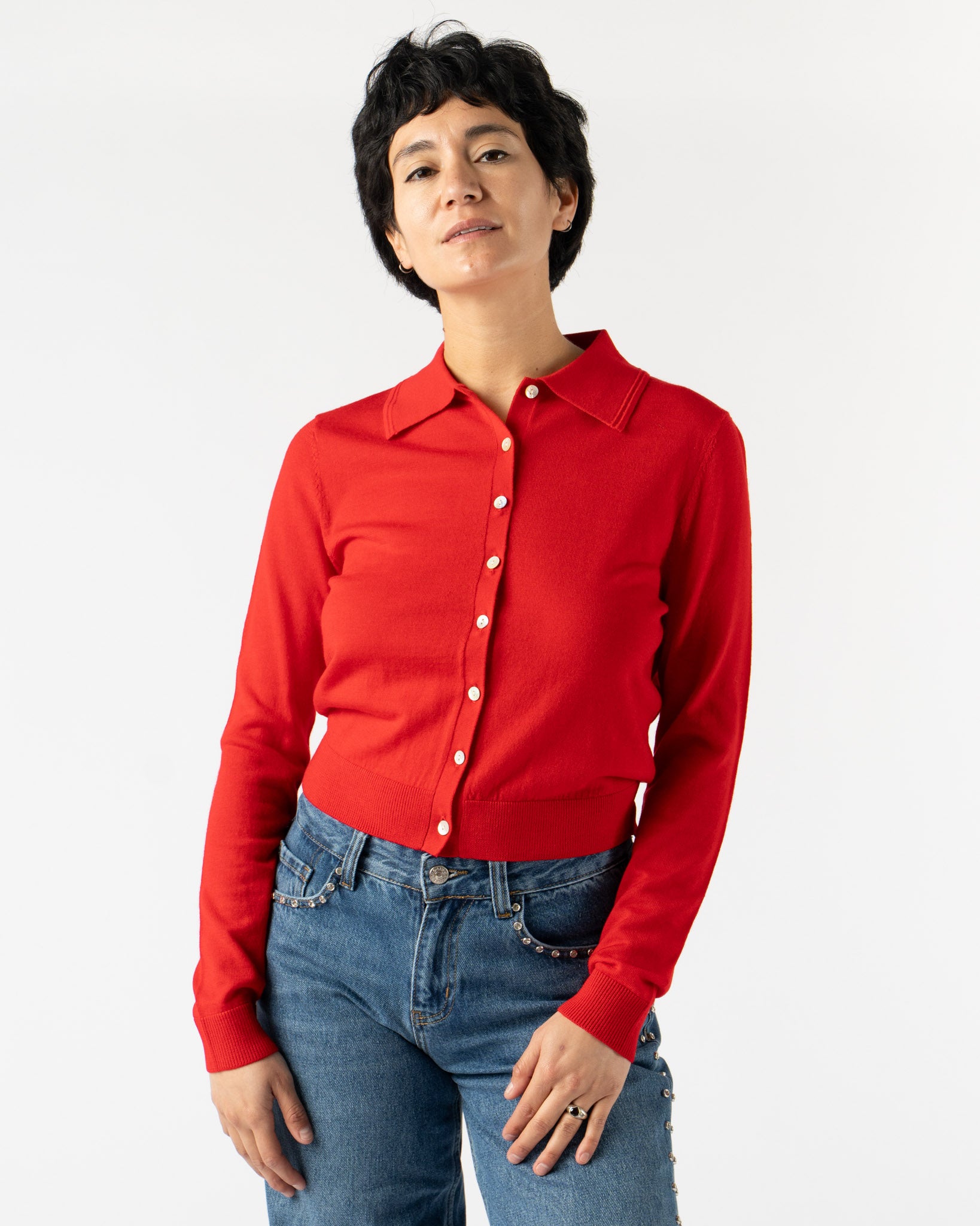 Sandy Liang Summers Cardigan in Red