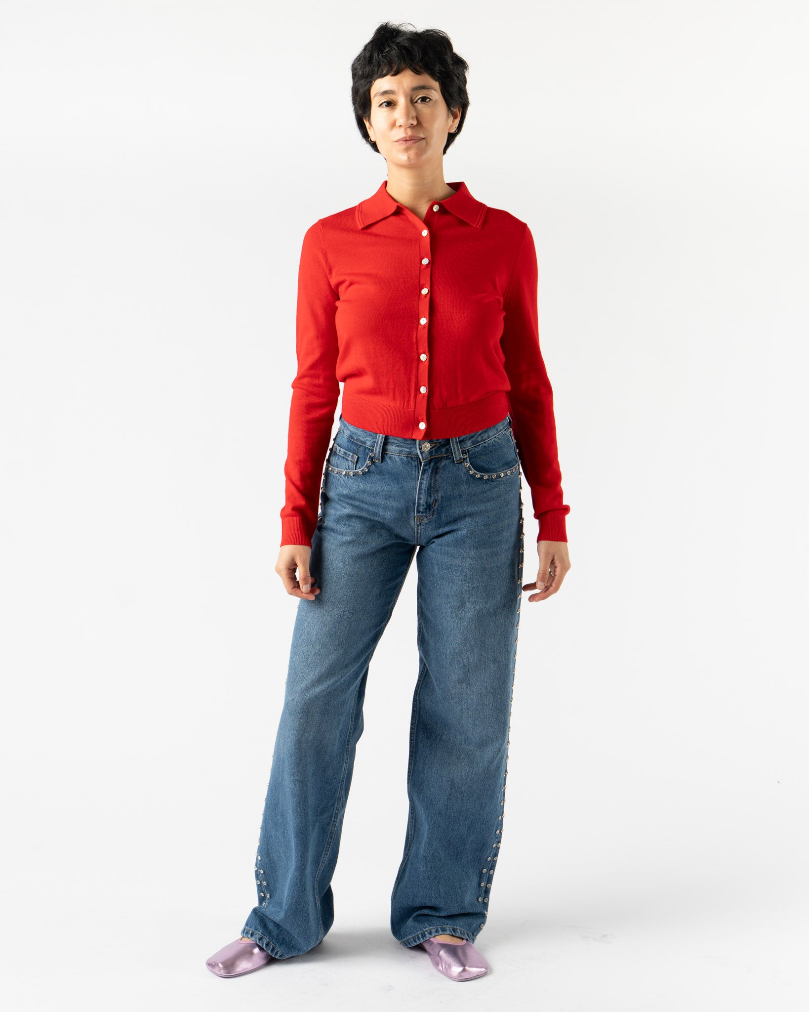 Sandy Liang Summers Cardigan in Red