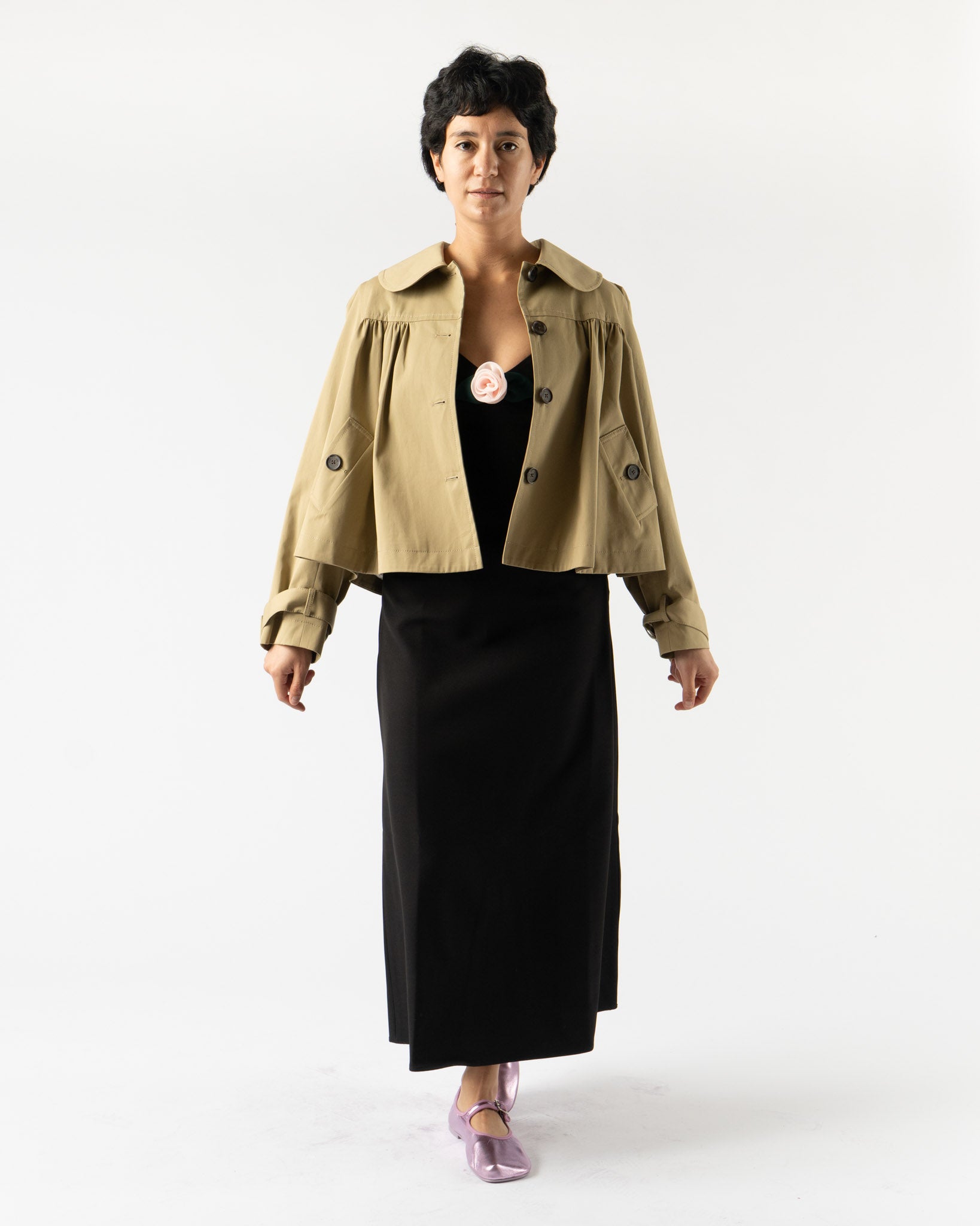 【関税込み】Sandy Liang ブラック Pilton ミディアムドレス Sandy Liang Pilton Dress in Black Curated at Jake and Jones