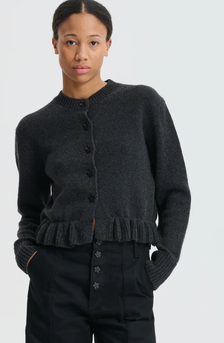 Cecilie Bahnsen Fibbie Cardigan in Charcoal Grey