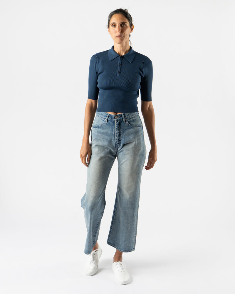 Auralee Selvedge Faded Light Denim Pants in Light Denim